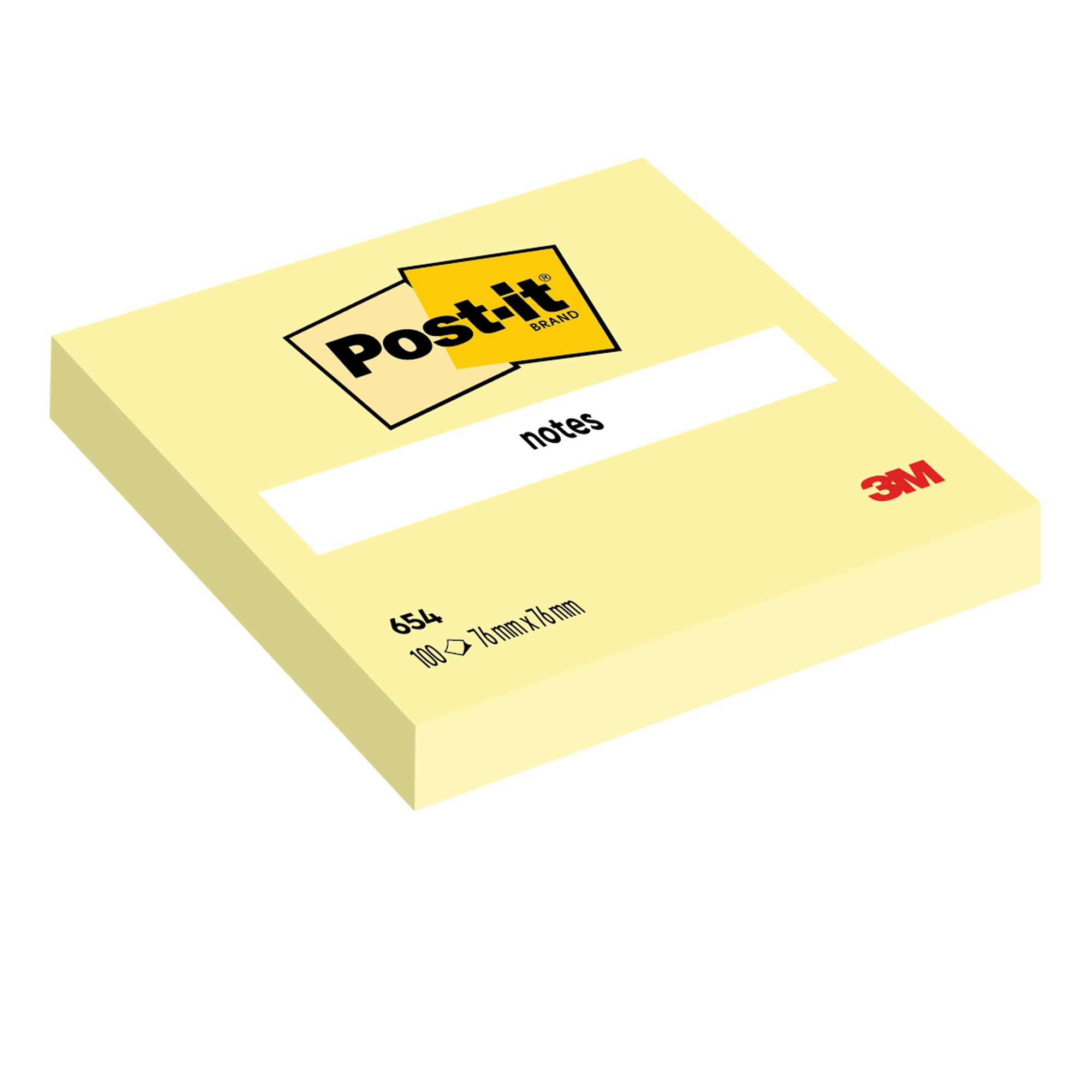 Post-it 654-CY - Blocchi - 76 x 76 mm - 100 fogli (12 x 100) - giallo canarino