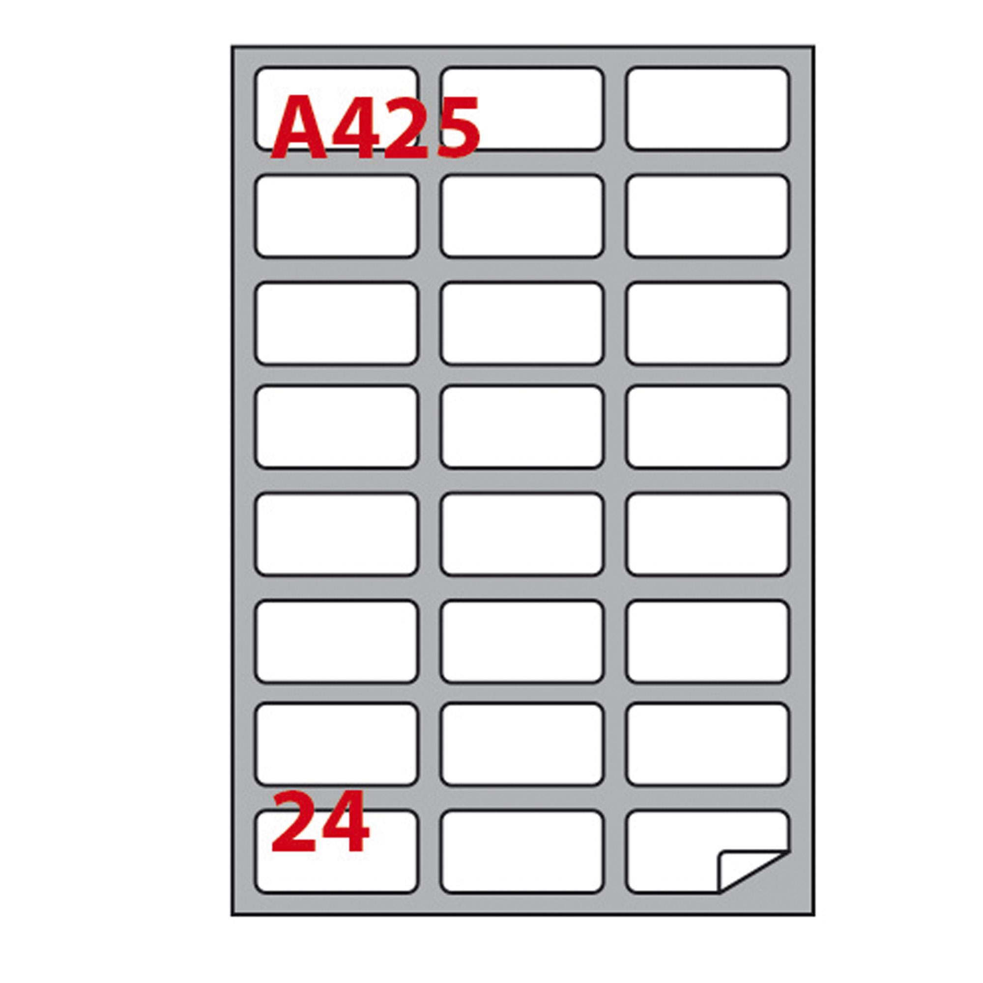 Etichette adesive A/425 - in carta - permanenti - 64 x 34 mm - 24 et/fg - 100 fogli - bianco - angoli tondi - Markin