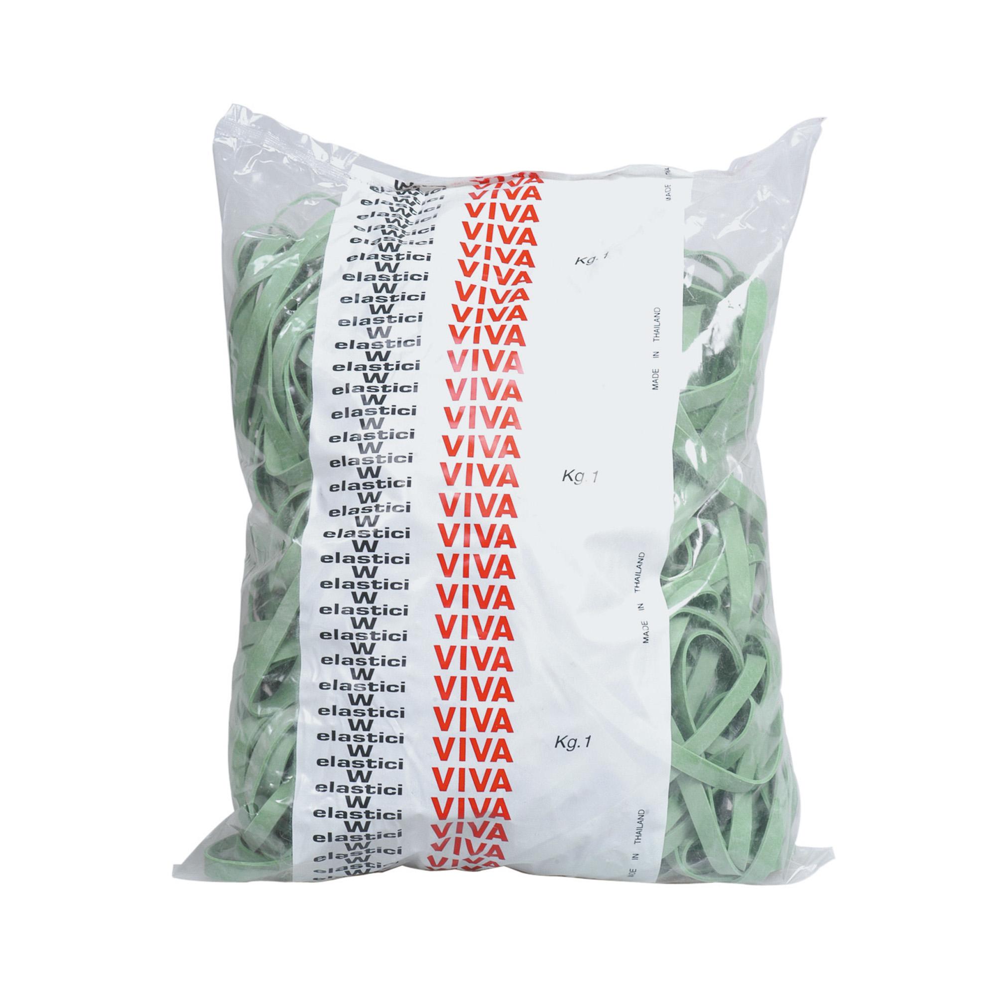 Elastici fettuccia - diametro 12 x 0,5 cm - 1 kg - gomma - verde - Viva