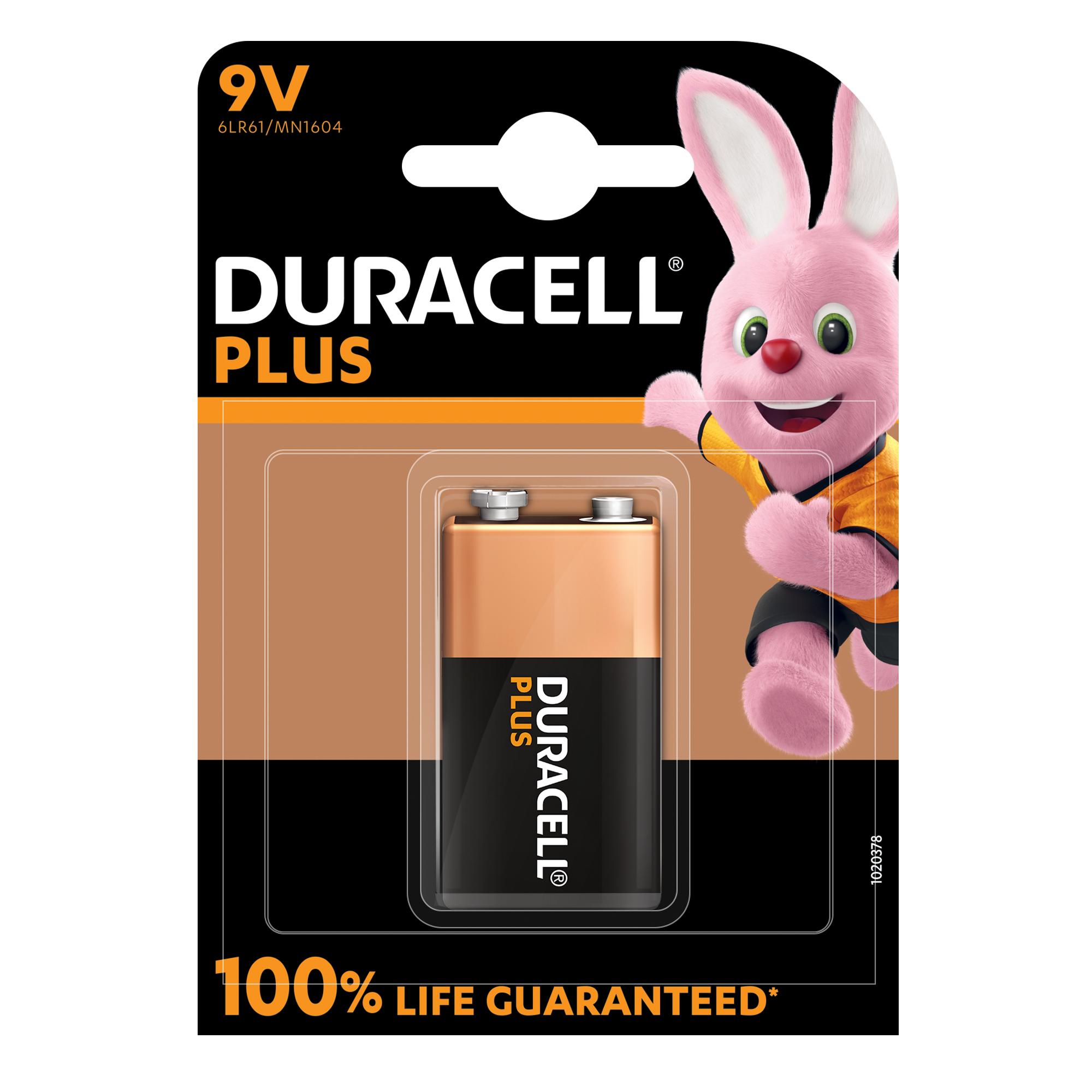 DURACELL PLUS POWER DURALOCK 9V MN1604 6LF22 BATTERIA 9 V BLISTER 1 Pz.