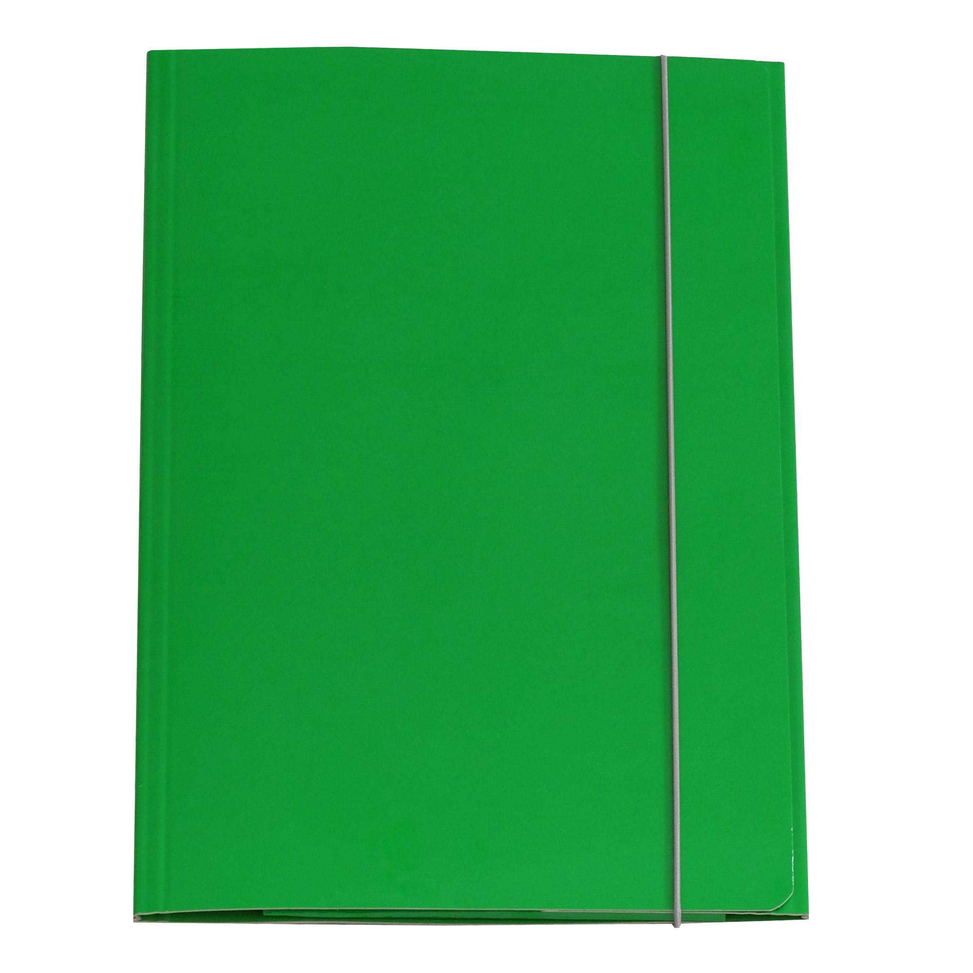 Cartella 3 lembi con elastico - A4 - dorso variabile - cartone plastificato - verde - Cartotecnica del Garda
