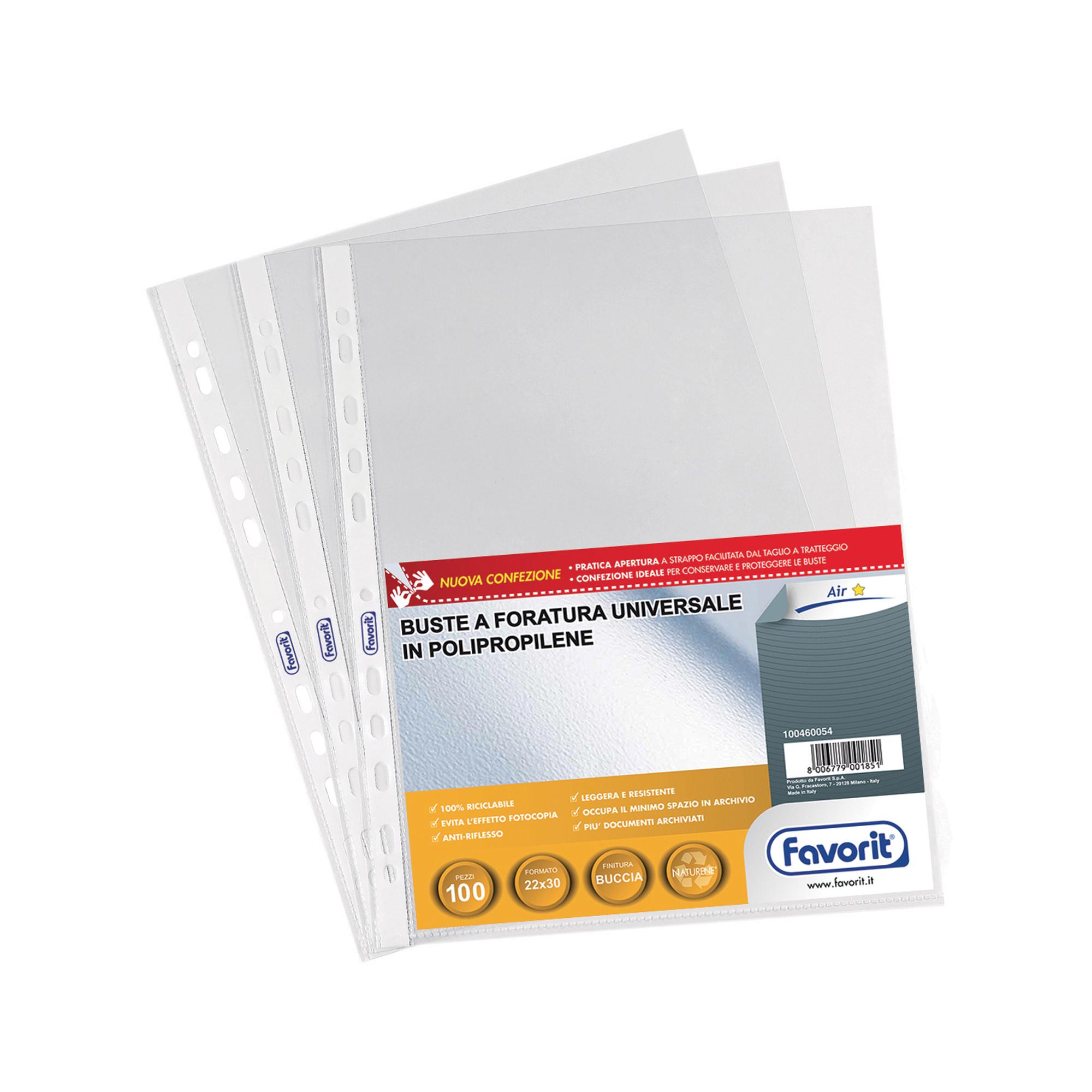 Buste forate Special PP - Air - buccia - 22 x 30 cm - trasparente - Favorit - conf. 100 pezzi