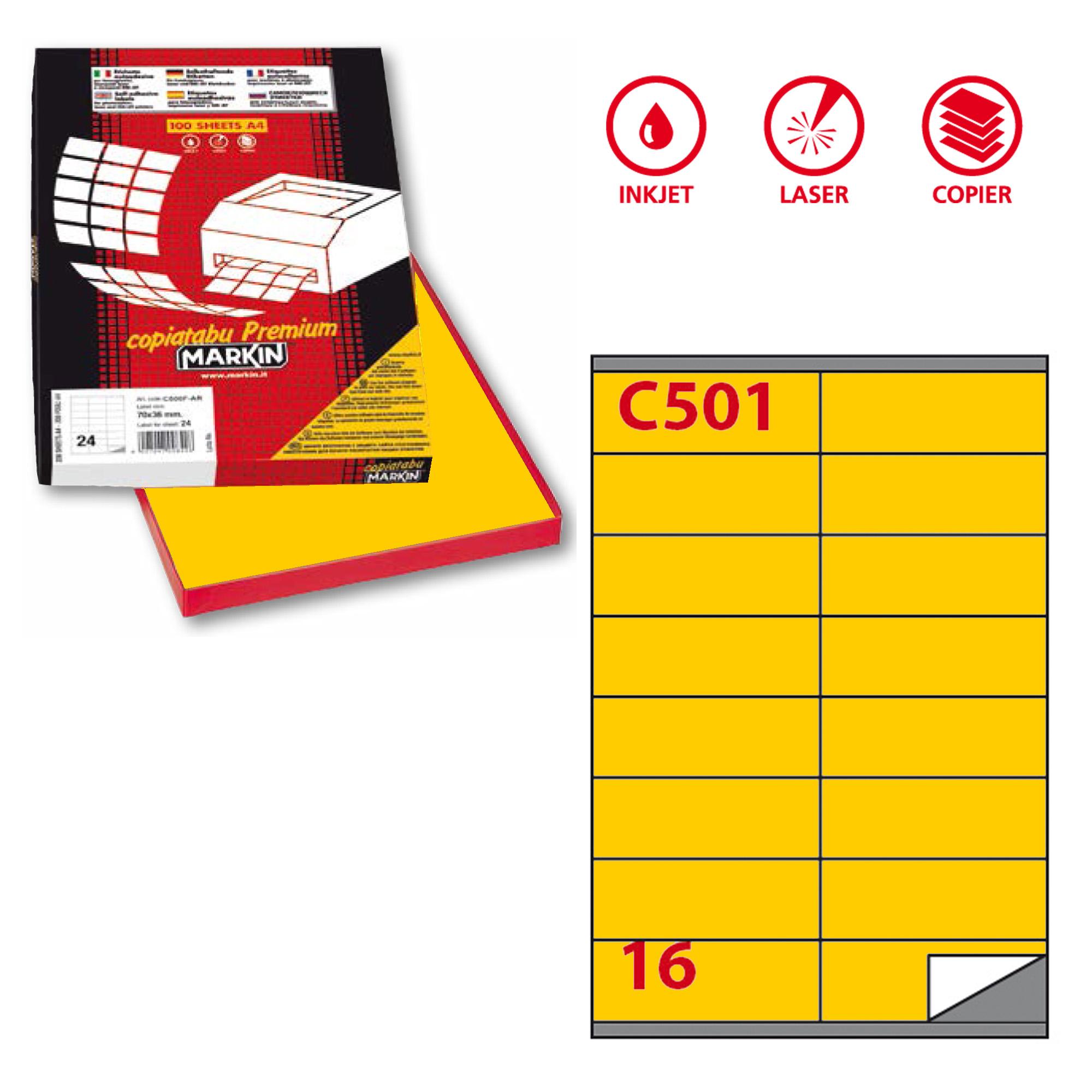 Markin - Autoadesivo permanente - giallo - 105 x 36 mm 1600 etichette (100 foglio(i) x 16) scatola - etichette