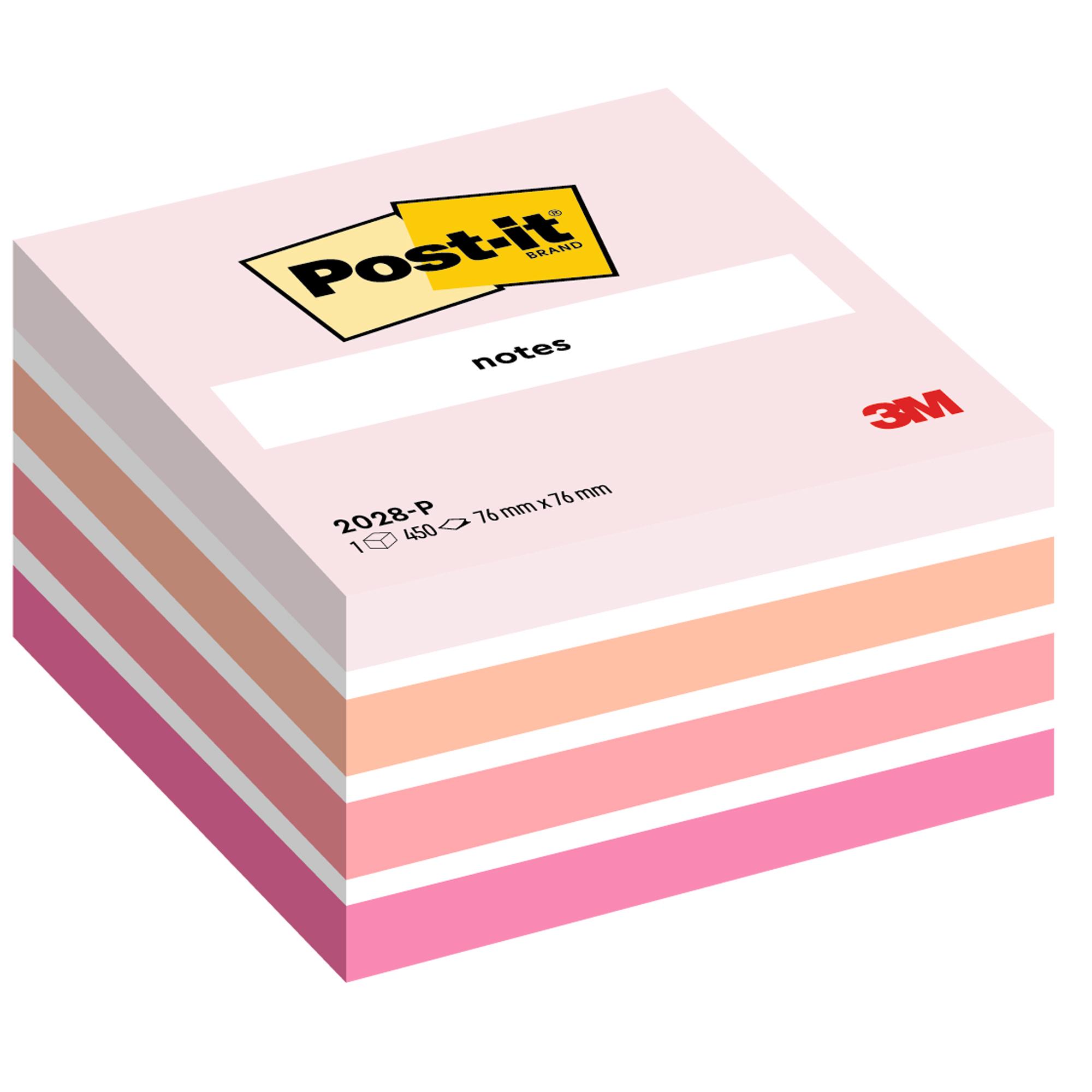 Cubi Post-it Pastello 2028-P - - colore rosa pastello rosa corallo rosa neon rosa ultra bianco (x3) 76x76 mm Fg. 450 (Conf. 1)