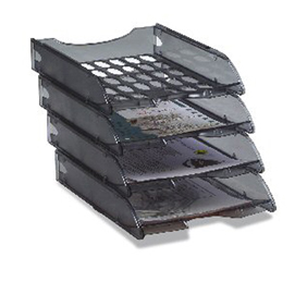 FELLOWES VASCHETTA PORTACORRISPONDENZA IN PLASTICA MM 65X260X345 A4 FONDO FORATO GRIGIO FUME'
