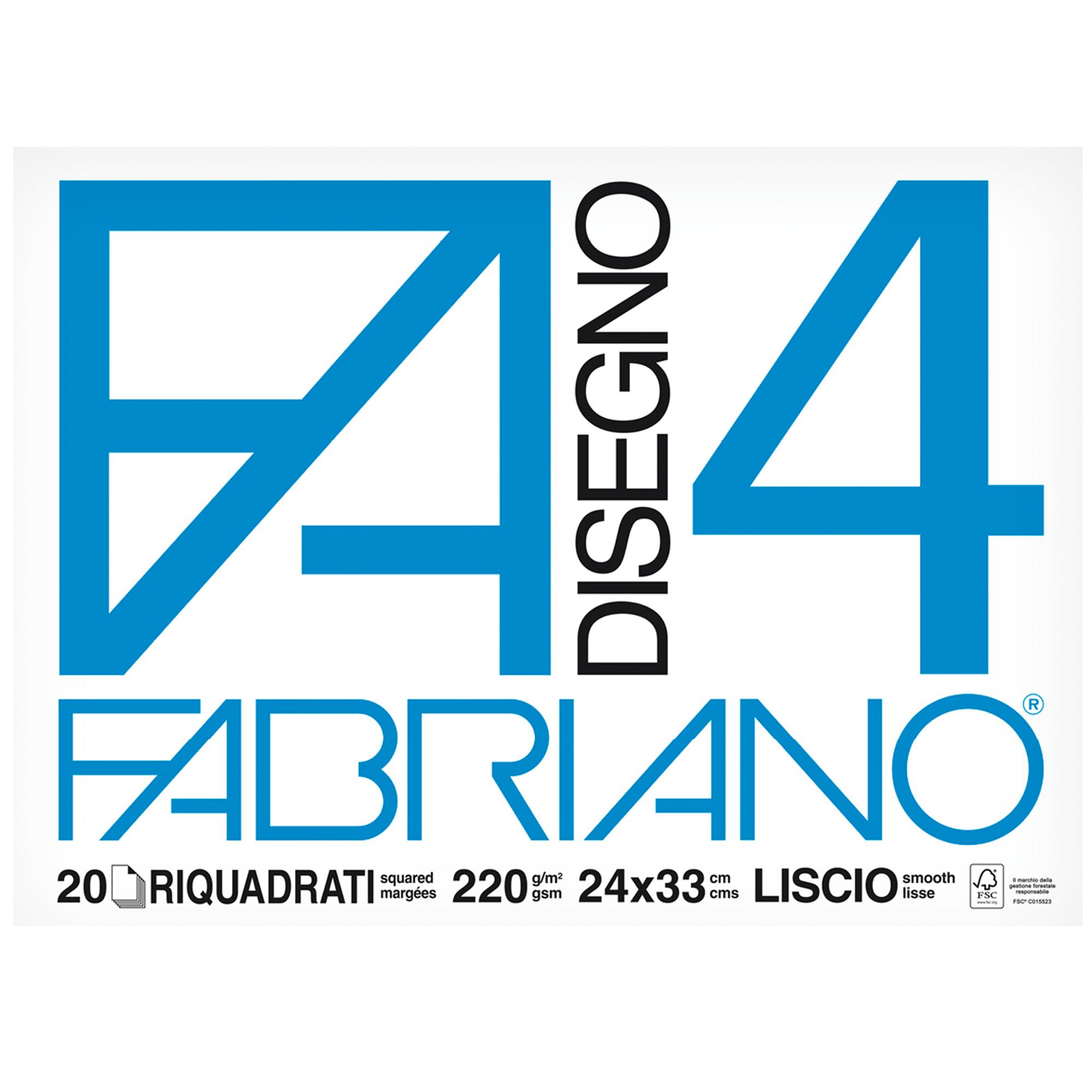 FABRIANO ALBUM DA DISEGNO F4 24X33 CM 220GR 20 FOGLI LISCI RIQUADRATI