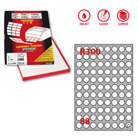 Etichette adesive R/300 - in carta - permanenti - tonde - diametro 20 mm - 88 et/fg - 100 fogli - bianco - Markin