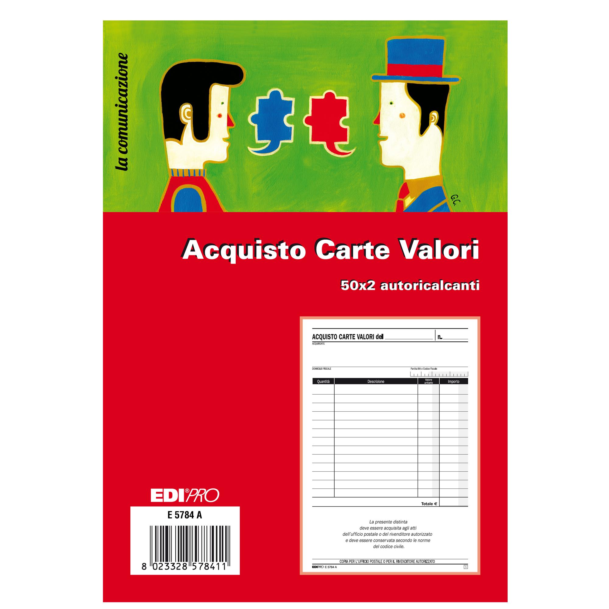 Blocco acquisto valori bollati - 50/50 fogli autoricalcanti …