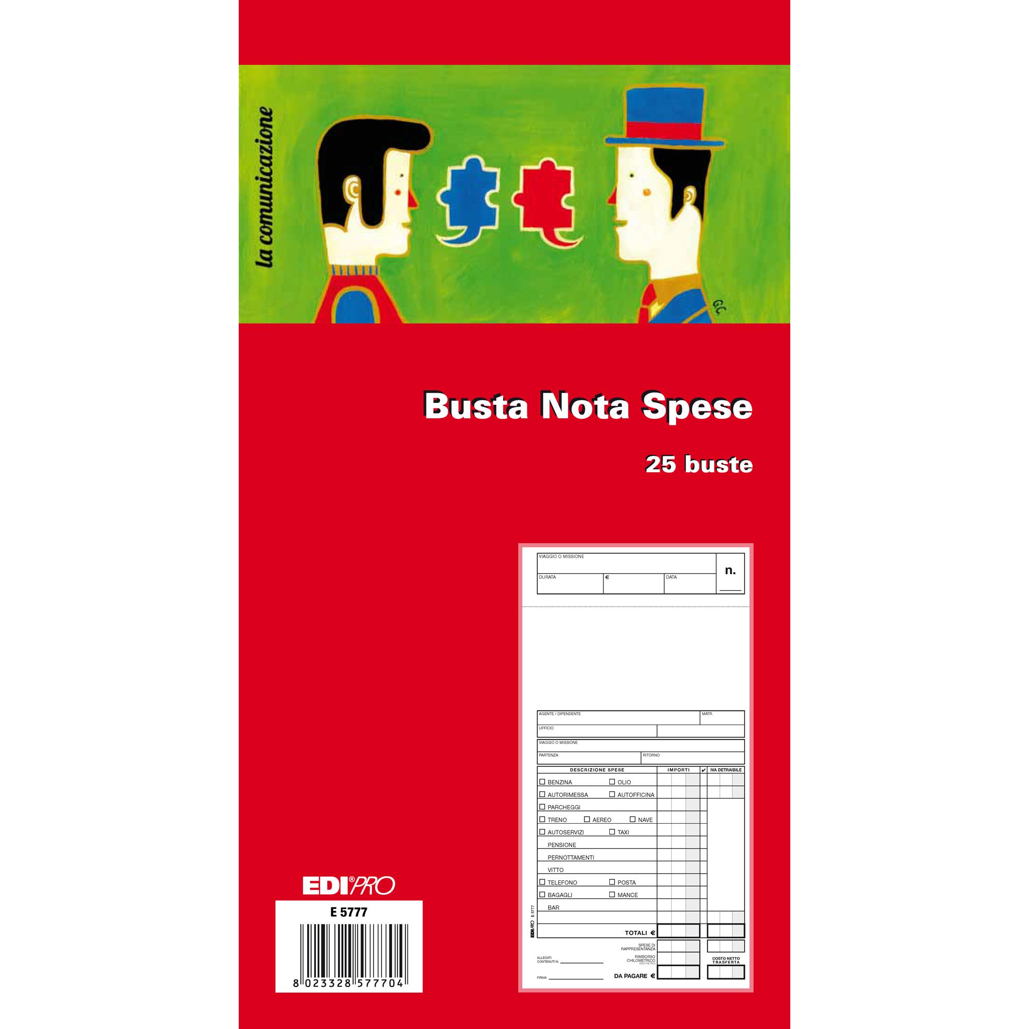 Blocco buste nota spese - 28 x 15cm …