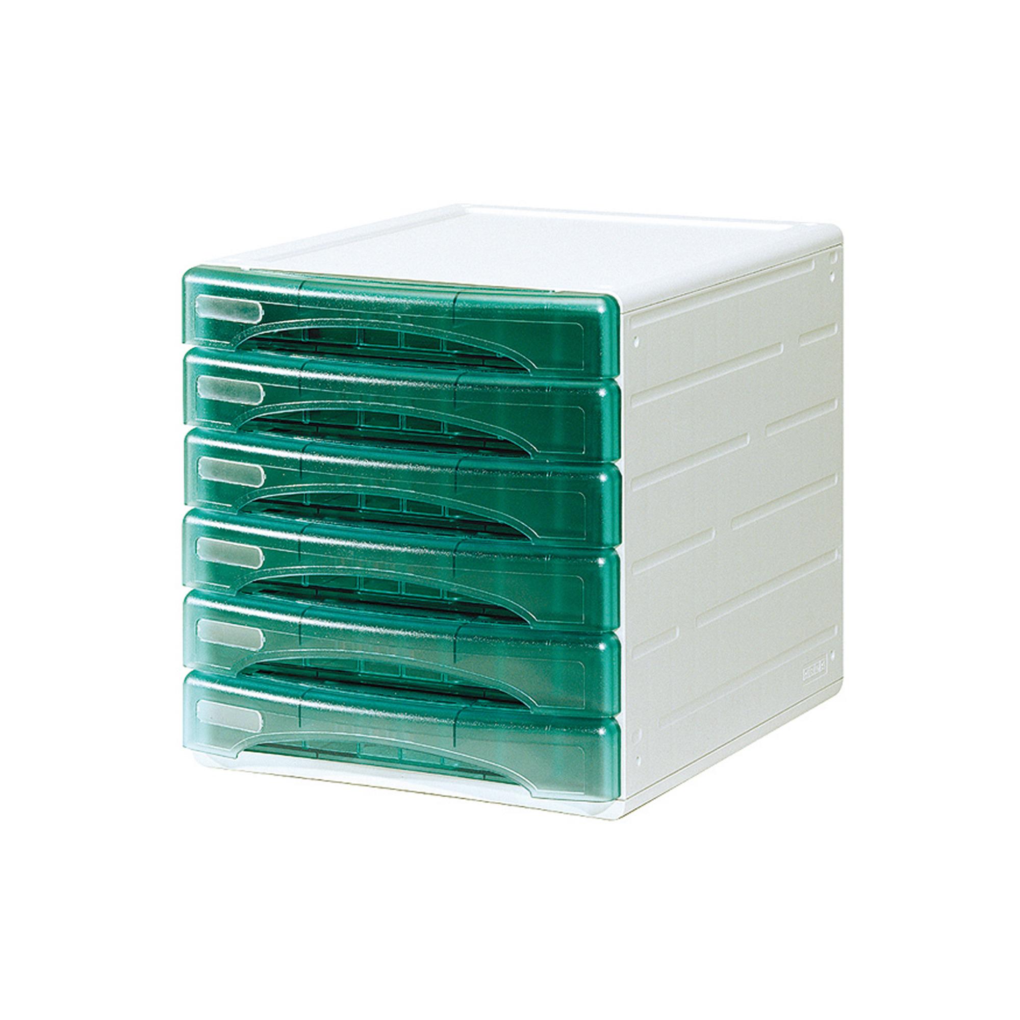 ARDA Olivia - Cassettiera - 6 cassetti - per A4, 265 x 335 mm - verde trasparente