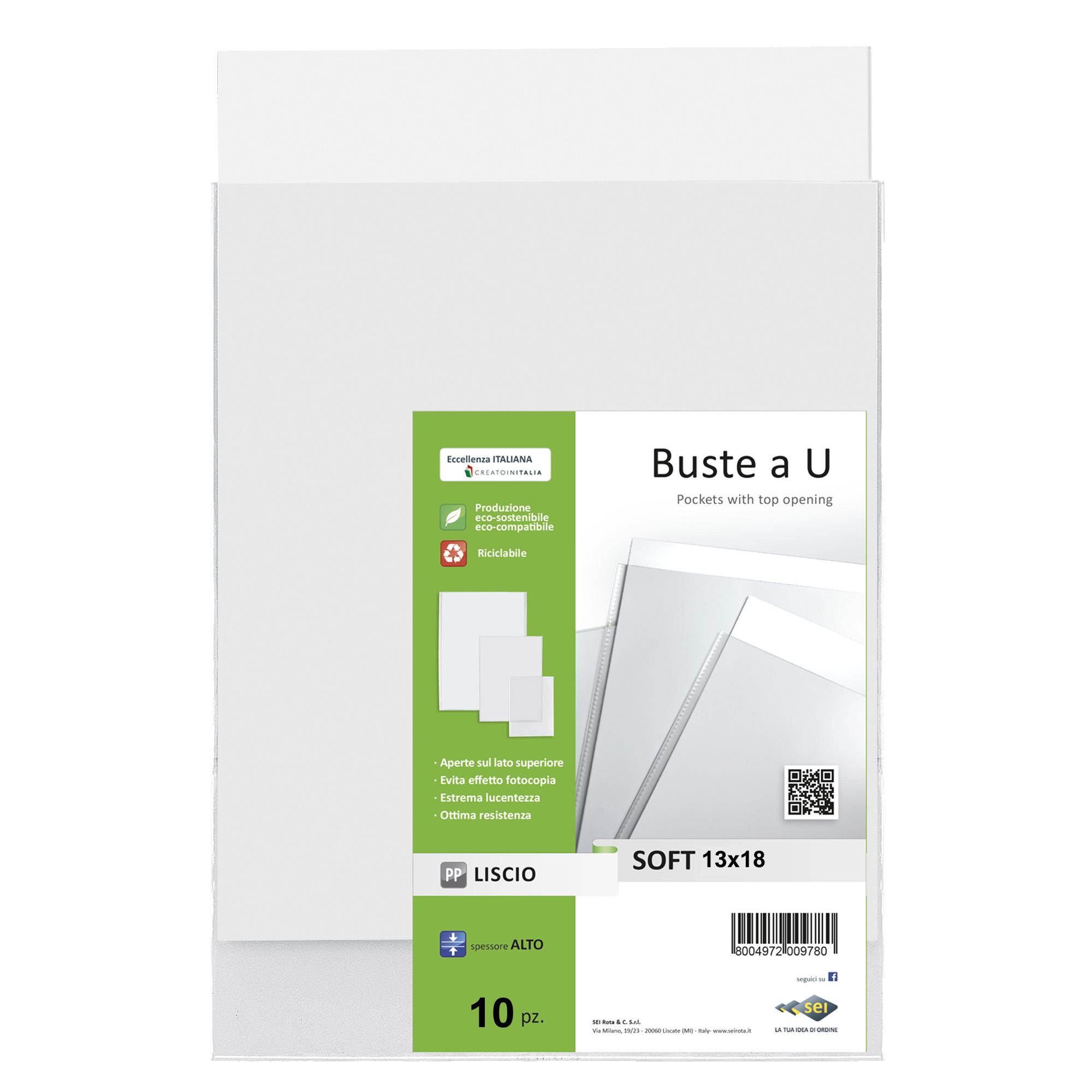 Buste a sacco Soft - PPL - 13 x 18 cm - liscio - trasparente - Sei Rota - conf. 10 pezzi
