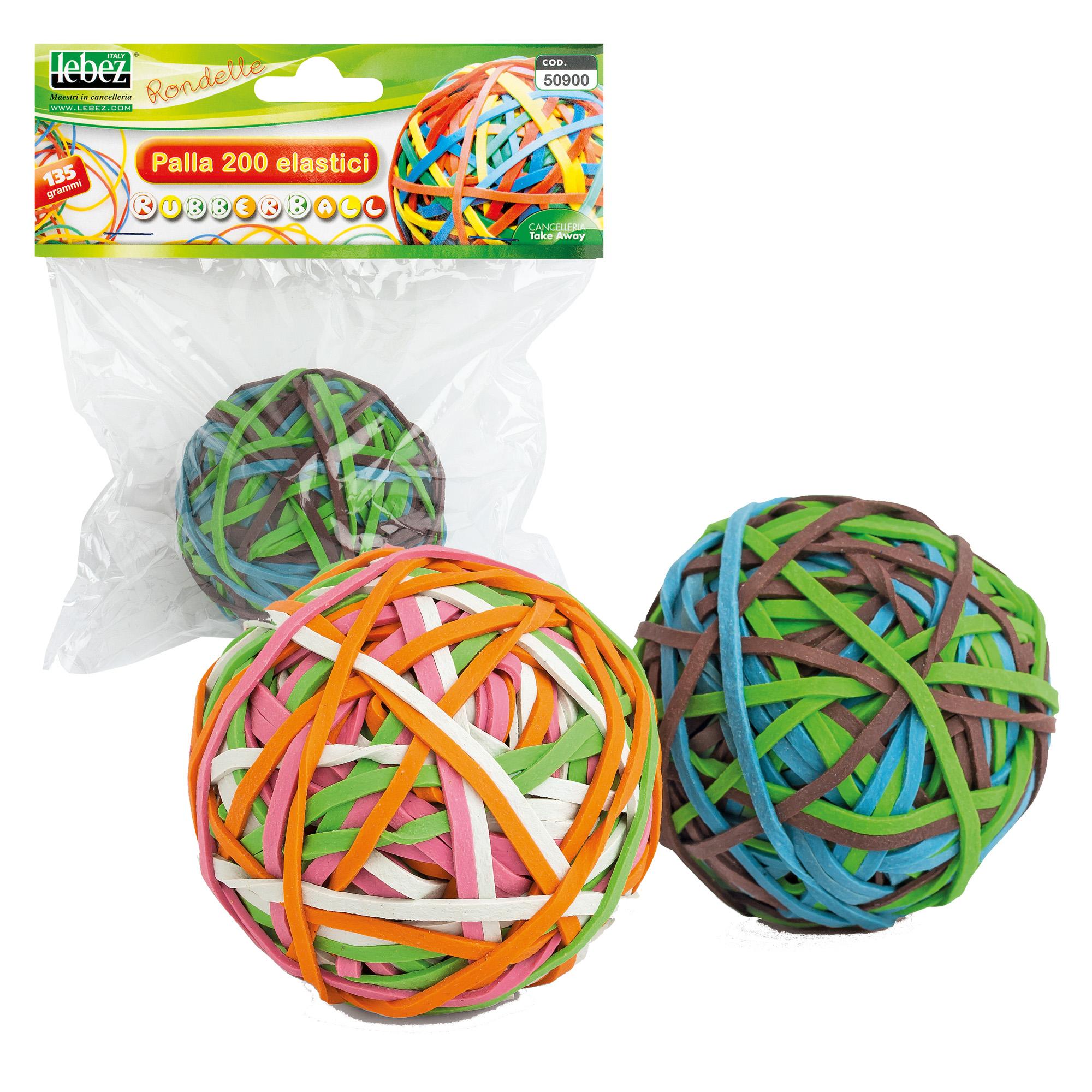 Lebez RubberBall - Elastici - 0.3 cm x 7.5 cm - 140 g - assortiti (pacchetto di 200)