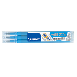 Pilot FriXion Ball - Refill - non permanente - blu chiaro - inchiostro in gel sensibile al calore - 0.7 mm - medio (pacchetto di 3)
