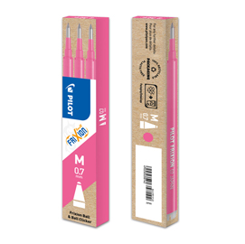 Pilot FriXion Ball - Refill - non permanente - rosa - inchiostro in gel sensibile al calore - 0.7 mm - medio (pacchetto di 3)
