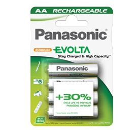 Pila stilo AA - 1,2V - Evolta - ricaricabili - Panasonic - blister 4 pezzi
