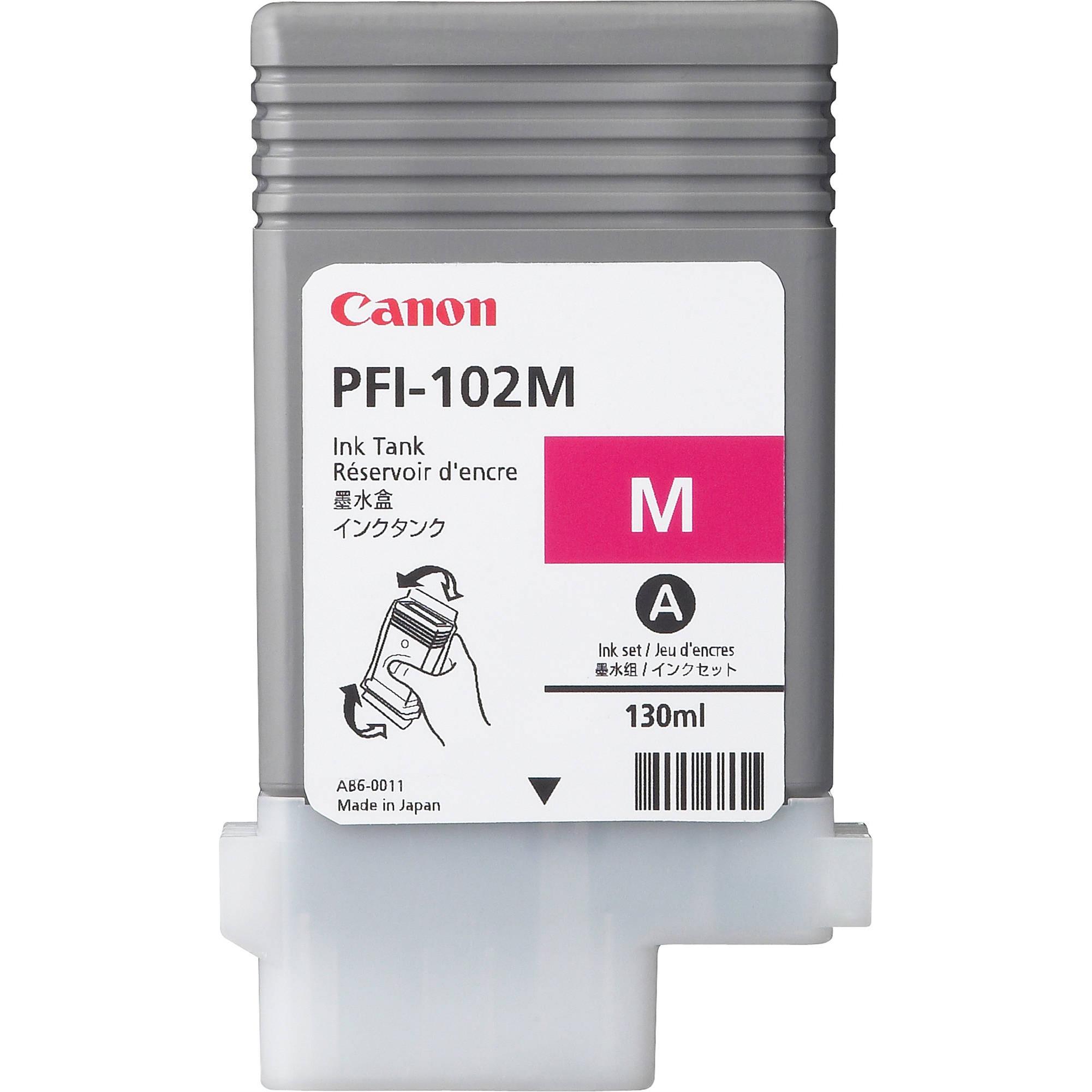 Canon LUCIA PFI-102 M - 130 ml - magenta - originale - serbatoio inchiostro - per imagePROGRAF iPF500, iPF510, IPF600, iPF605, iPF610, iPF700, iPF710, iPF720, LP17, LP24