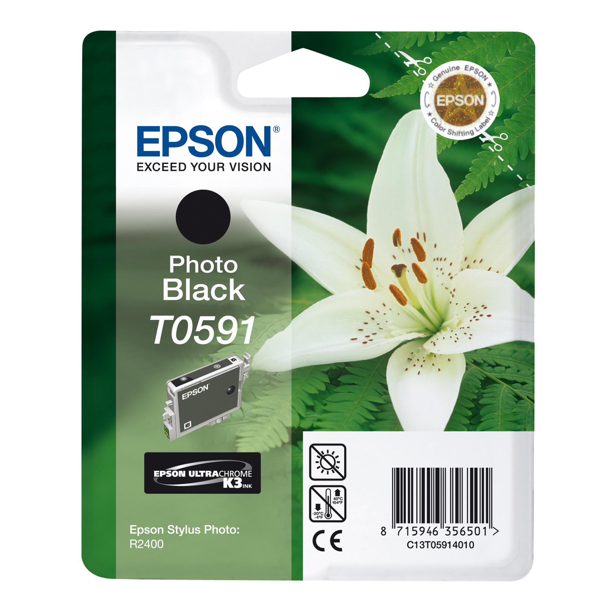 Epson T0591 - 13 ml - nero per foto - originale - blister - cartuccia d'inchiostro - per Stylus Photo R2400