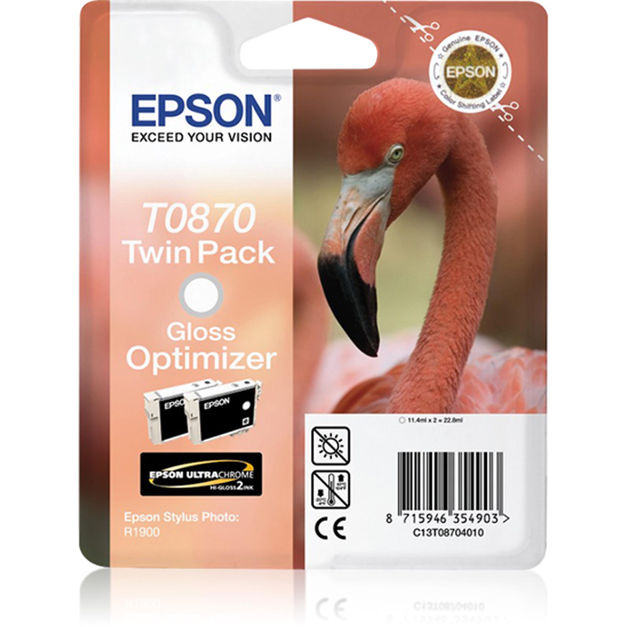 Epson T0870 - Confezione da 2 - 11.4 ml - brillante - originale - blister - cartuccia ottimizzazione inchiostro - per Stylus Photo R1900