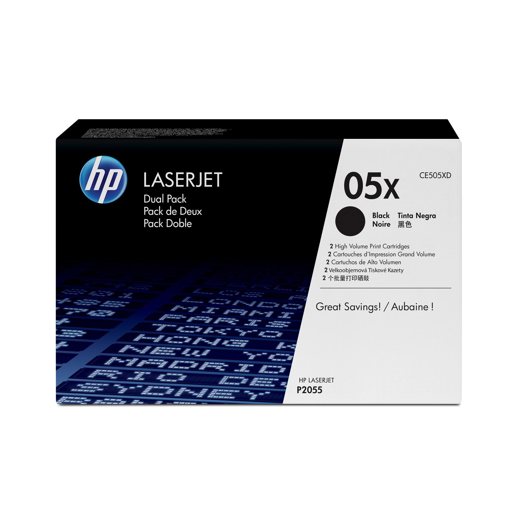 HP 05XD CONFEZIONE 2 TONER NERO PER LASERJET P2055 (CE505XD)