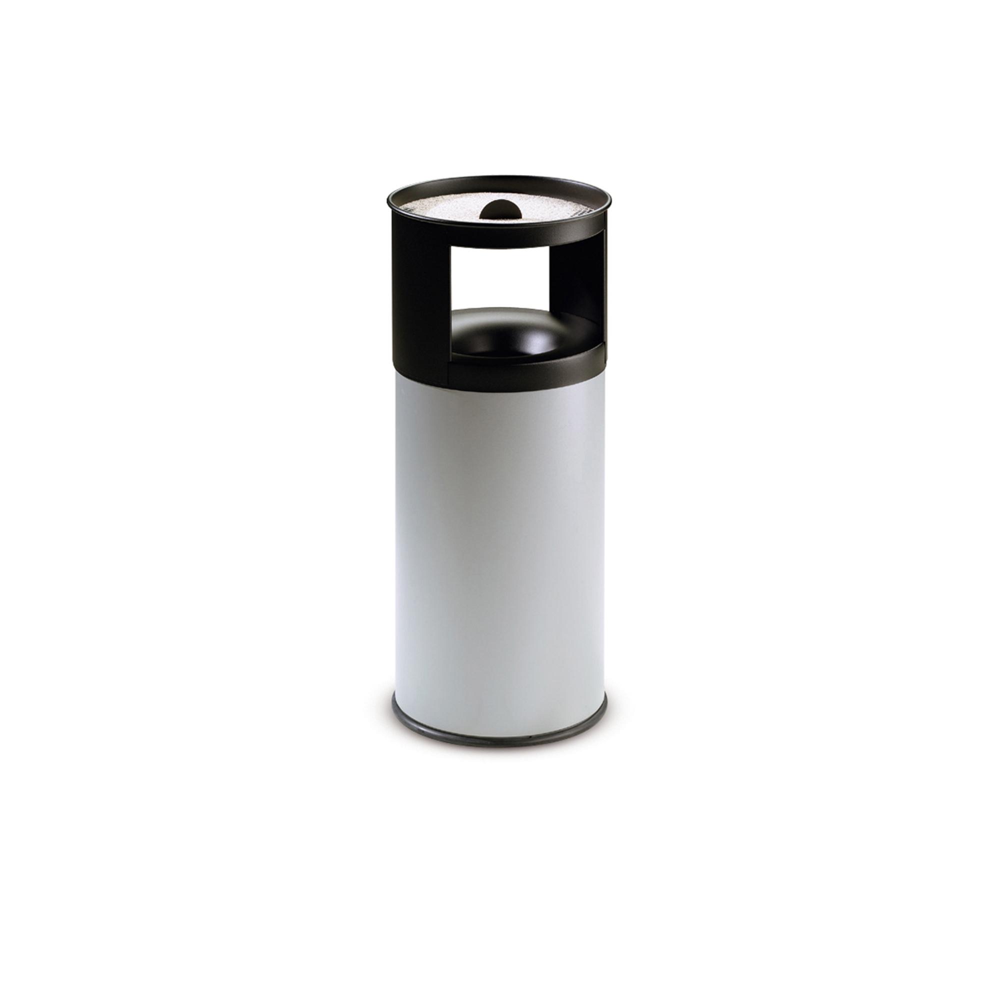 Gettacarte autoestinguente con posacenere - 40 L - diametro 31 cm - H 80 cm - acciaio - grigio - Stilcasa