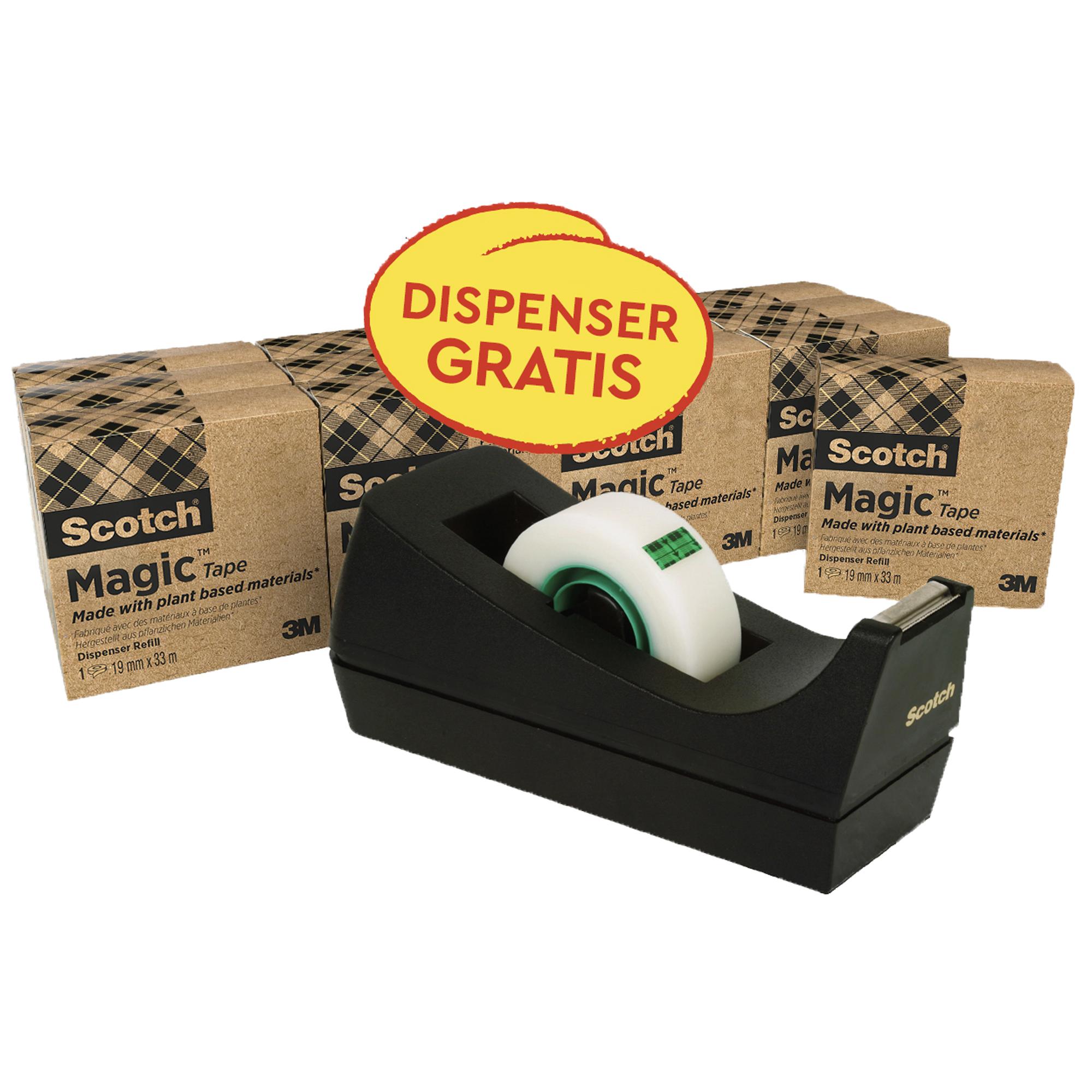Dispenser C38 per nastri fino a 33 m - 14 rotoli Scotch Magic 900 inclusi - nero - Scotch
