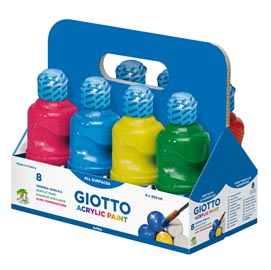 GIOTTO SCHOOLPACK TEMPERA IN FLACONI DA 250ML COLORI ASSORTITI CONF 8 Pz.