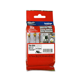 NASTRO TIPO TZ 18 MM NERO - BIANCO ADESIVO RESISTENTE LUNGHEZZA 8 METRI