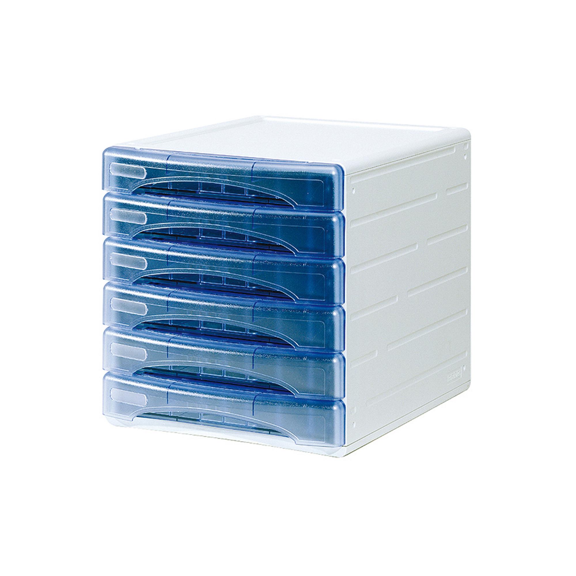 ARDA Olivia - Cassettiera - 6 cassetti - per A4, 265 x 335 mm - blu chiaro trasparente