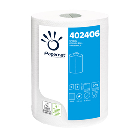 PAPERNET BOBINA CARTA ASCIUGATUTTO IN PURA CELLULOSA 2 VELI 309 STRAPPI 23.2X22.5 CM BIANCO CONF 6 Pz.