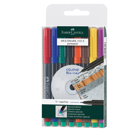 Pennarello Multimark universale permanente con gomma - punta superfine 0,4mm - astuccio 8 colori - Faber-Castell
