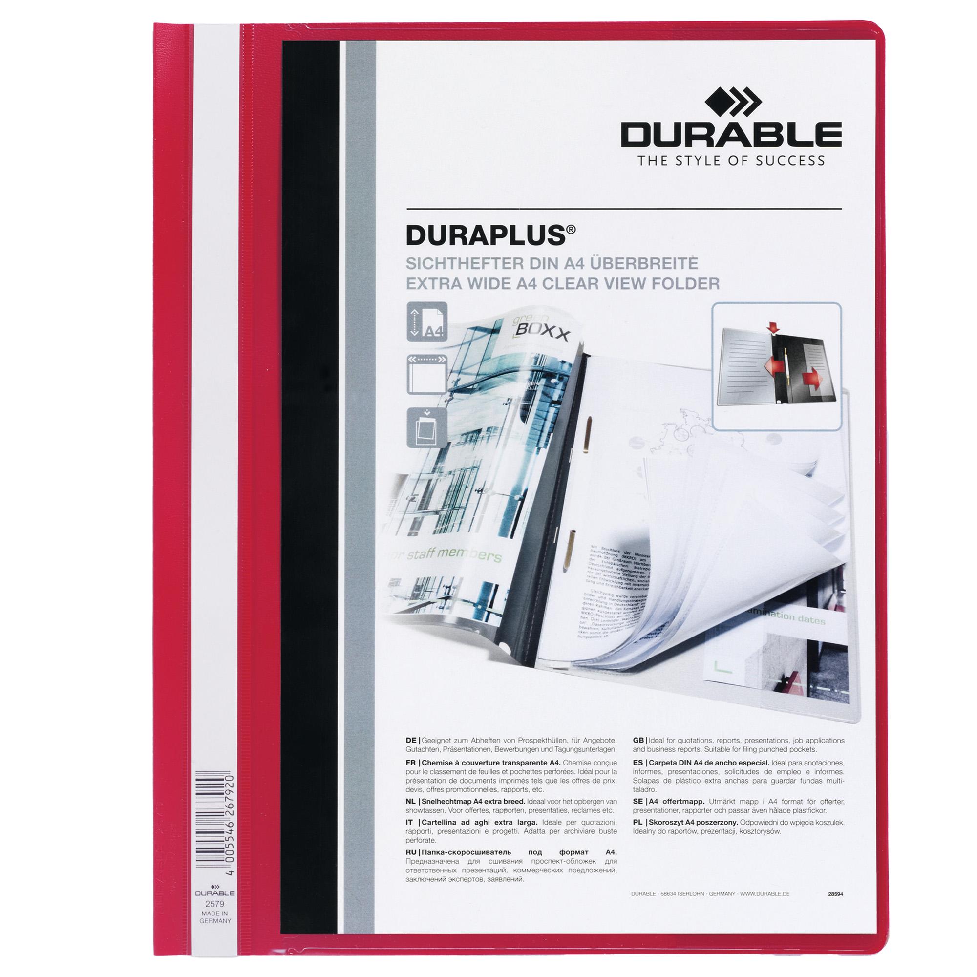 DURABLE DURAPLUS - Cartellina per report - per A4 - rosso