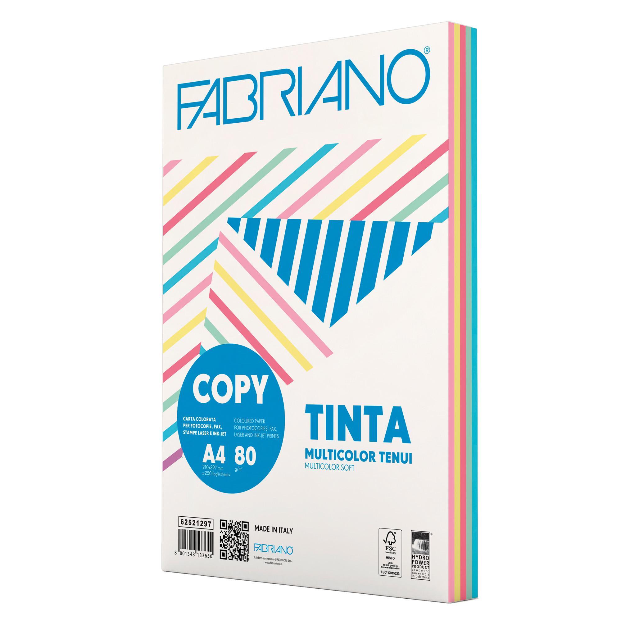 FabrianoColore  - A4 - 80 gr - mix 5 colori tenui - Fabriano - conf. 250 fogli