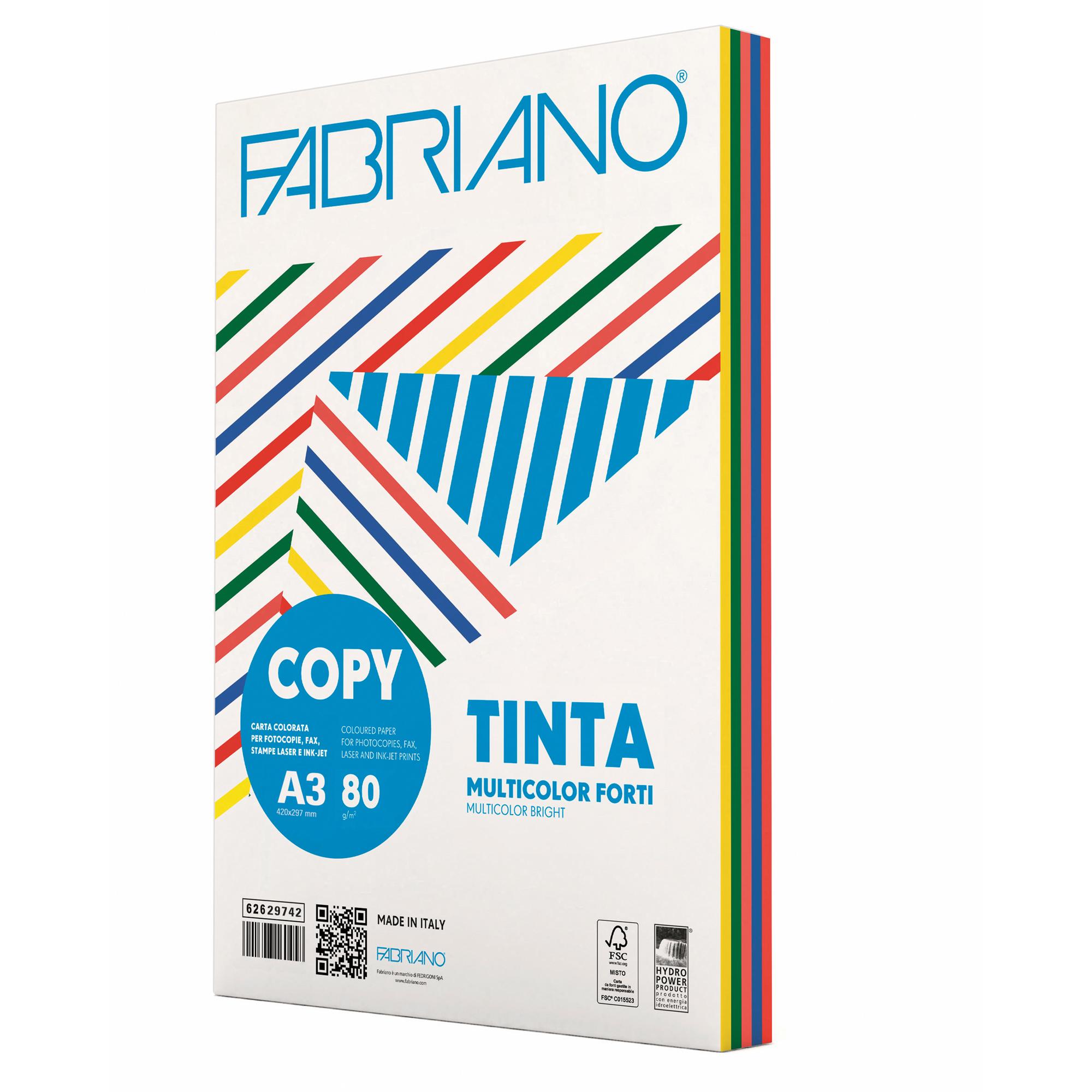 FabrianoColore - A3 - 80 gr - mix 5 colori forti - Fabriano - conf. 250 fogli