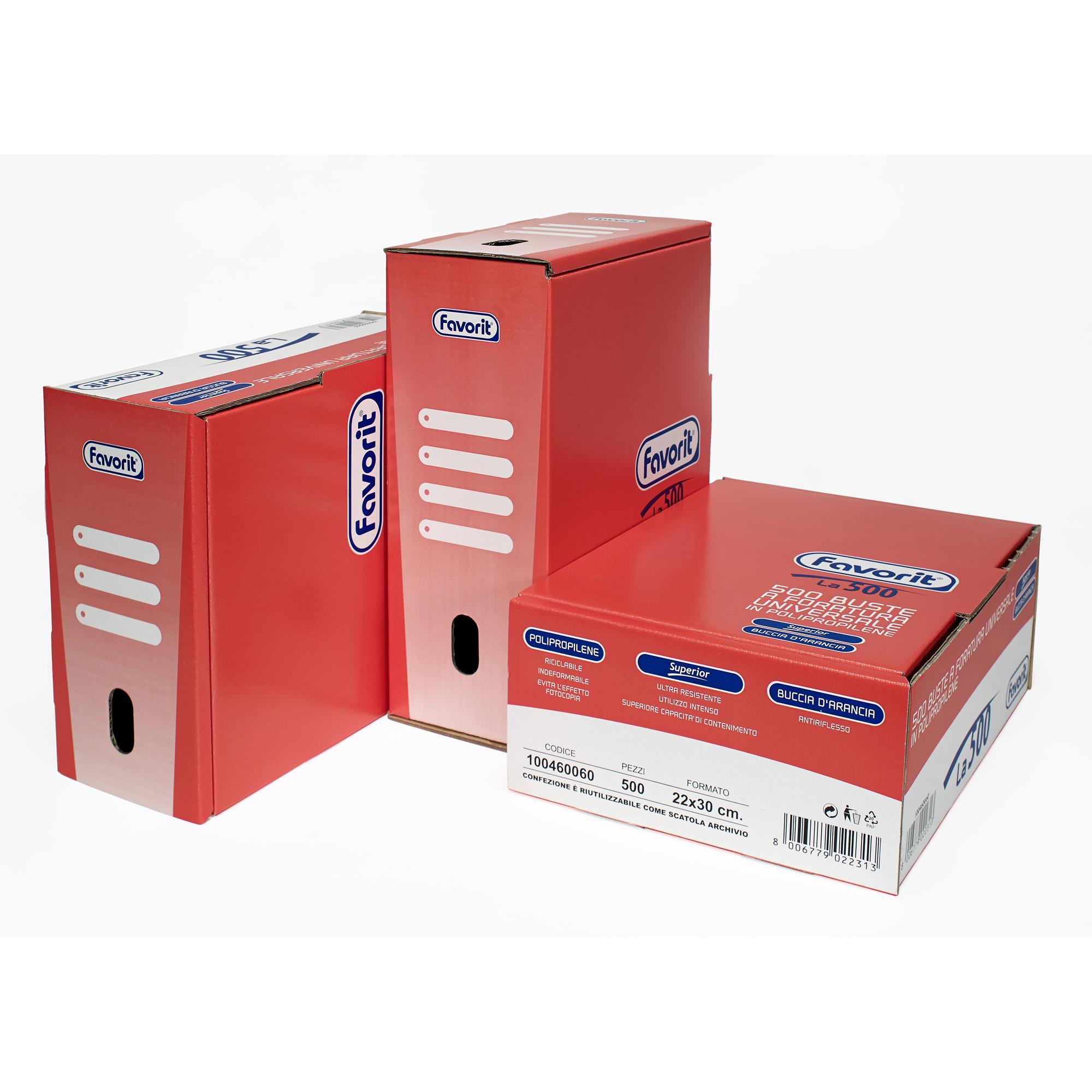 Buste forate La 500 - Superior - buccia - 22 x 30 cm - trasparente - Favorit - conf. 500 pezzi