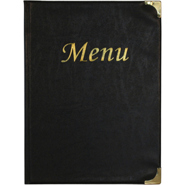 Portamenù Basic - A4 - 31,5 x 24 cm - PVC - nero - 4+2 buste fisse incluse - Securit