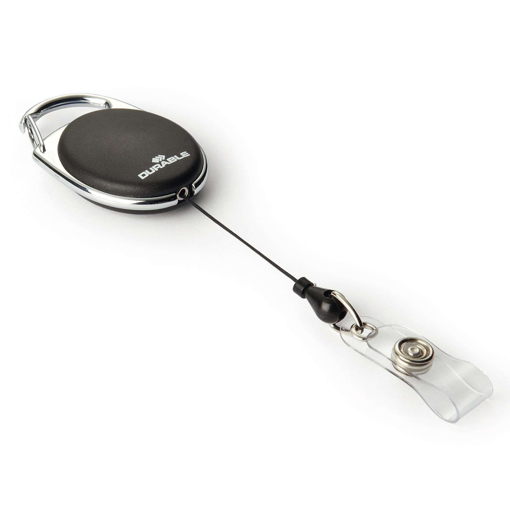 Chiocciola YO-YO Style per portabadge - nero - filo retrattile 80 cm - Durable - conf. 10 pezzi