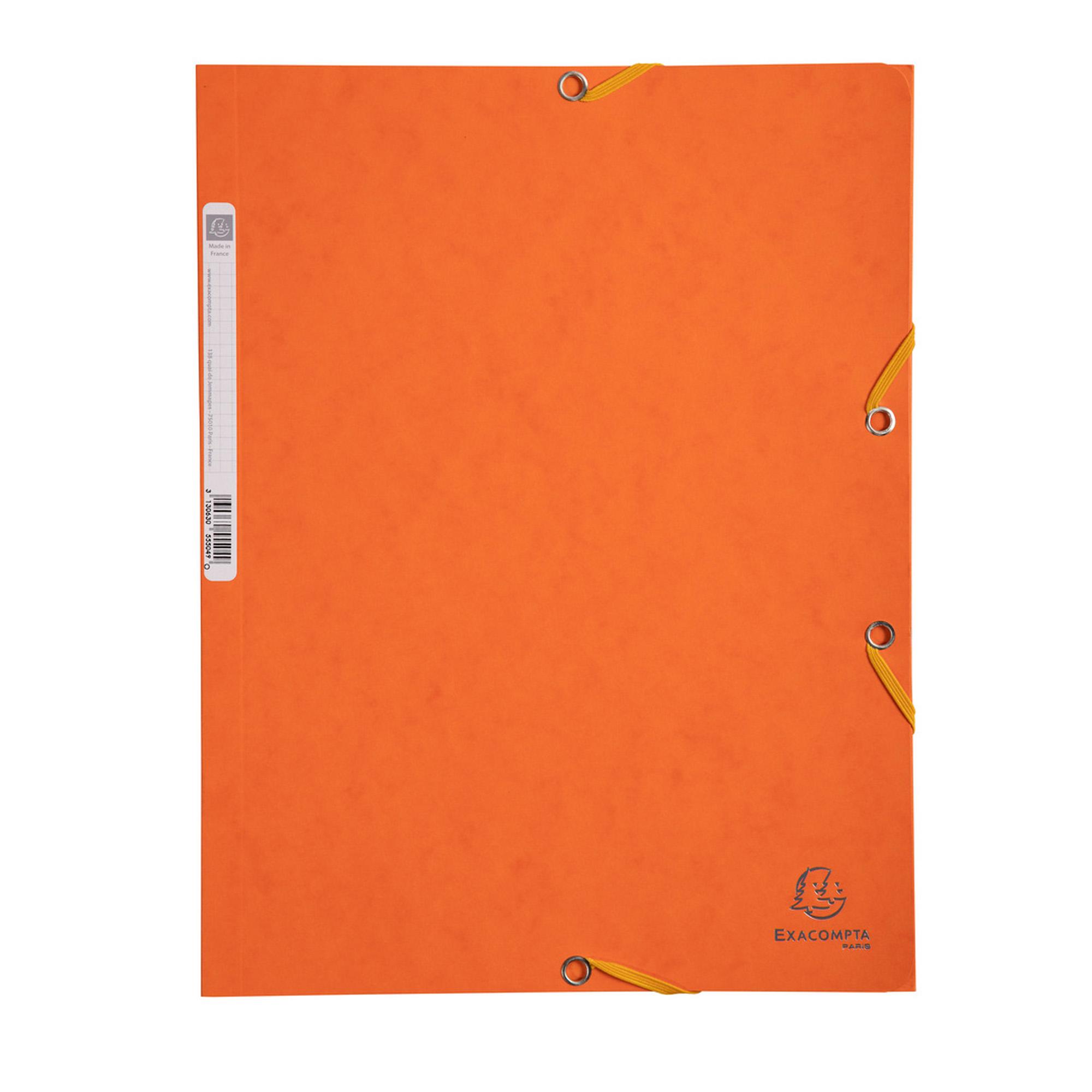 Cartella 3 lembi con elastico angolare - A4 - dorso 0,3 cm - cartoncino Lustrè - arancio - Exacompta