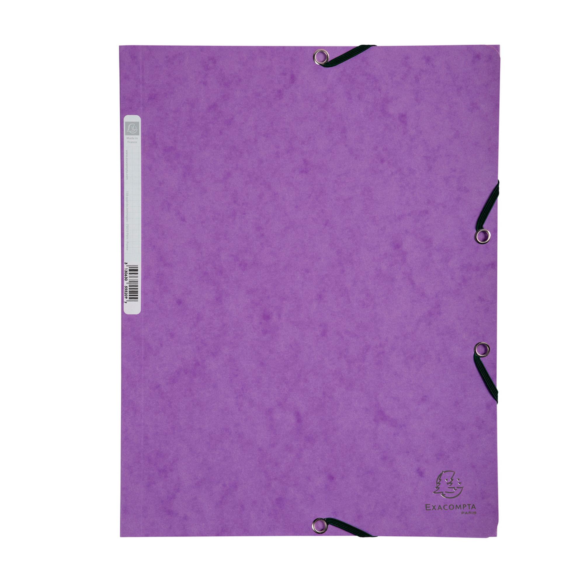 Cartella 3 lembi con elastico angolare - A4 - dorso 0,3 cm - cartoncino Lustrè - viola - Exacompta
