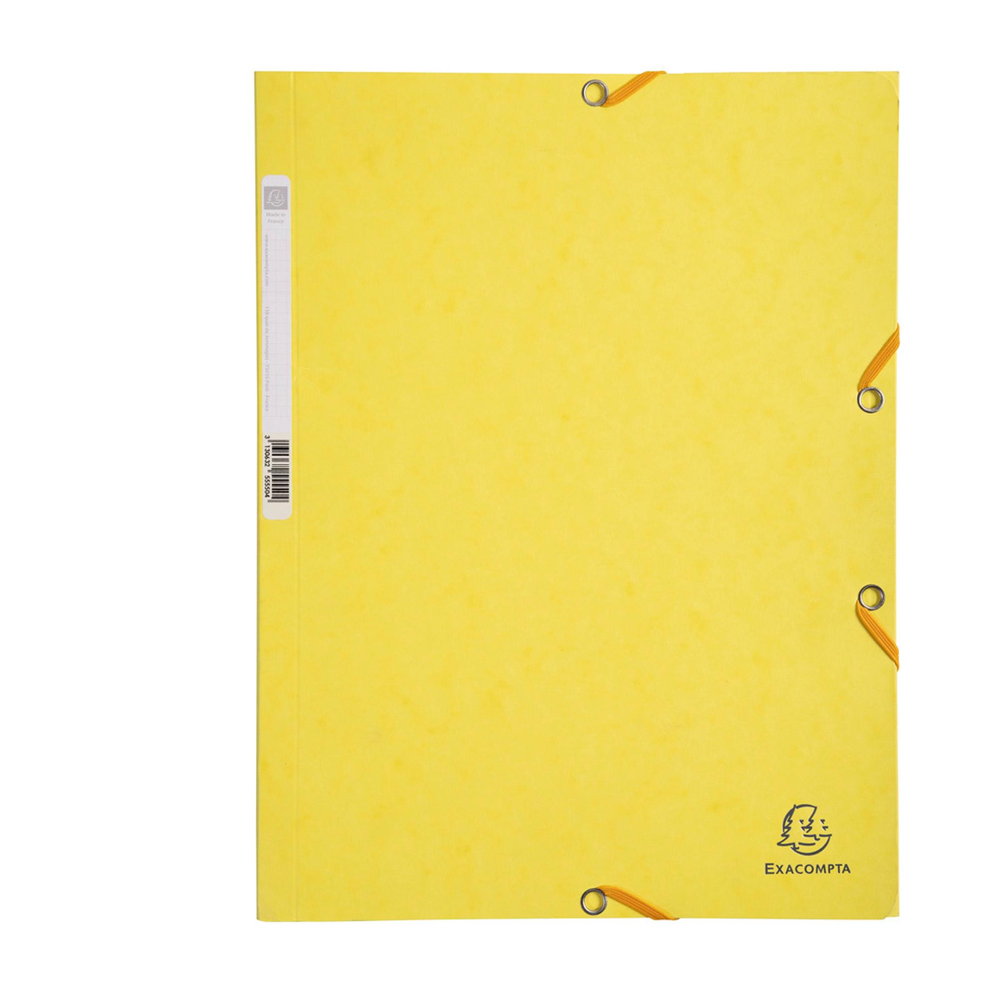 Cartella 3 lembi con elastico angolare - A4 - dorso 0,3 cm - cartoncino Lustrè - giallo limone - Exacompta