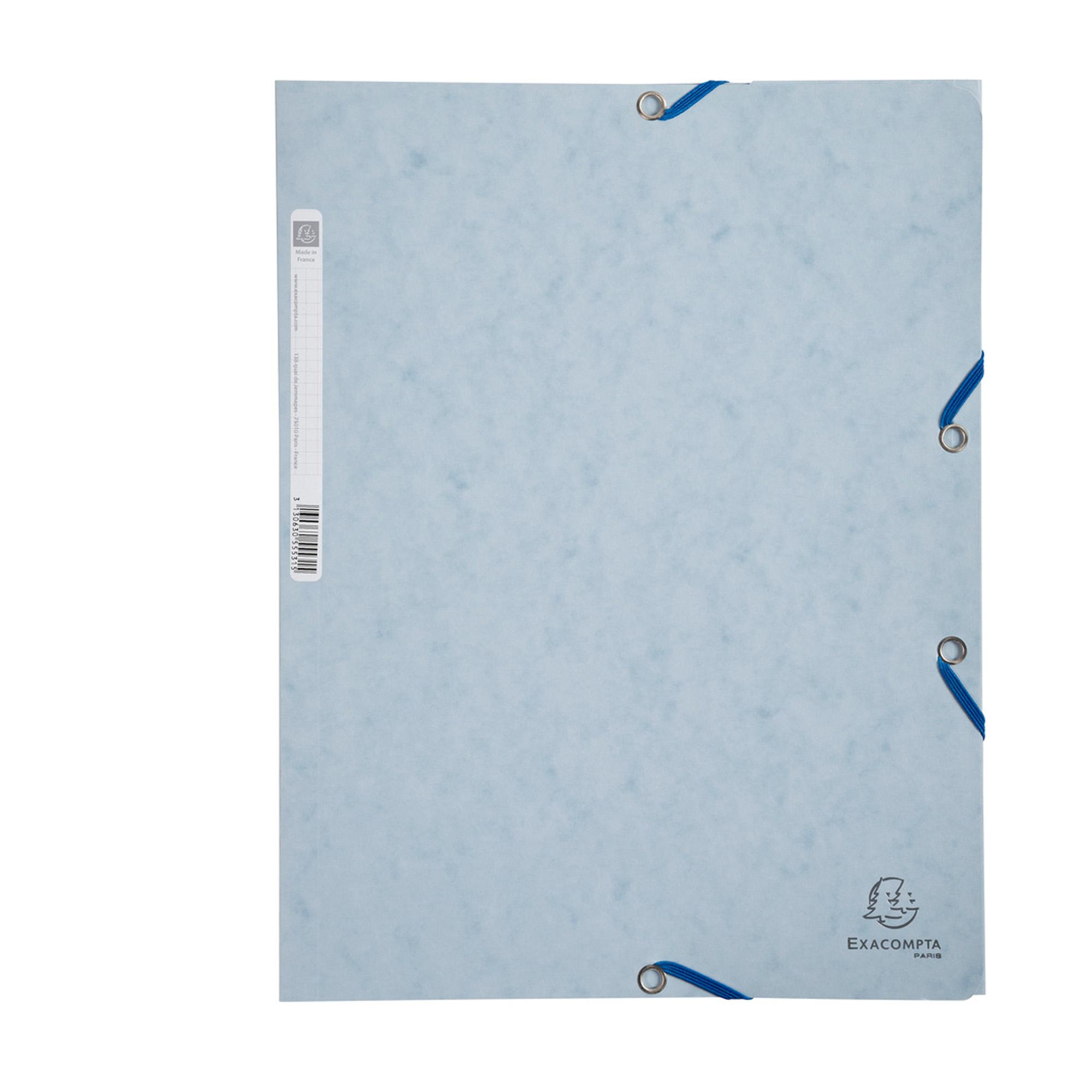 Cartella 3 lembi con elastico angolare - A4 - dorso 0,3 cm - cartoncino Lustrè - grigio chiaro - Exacompta