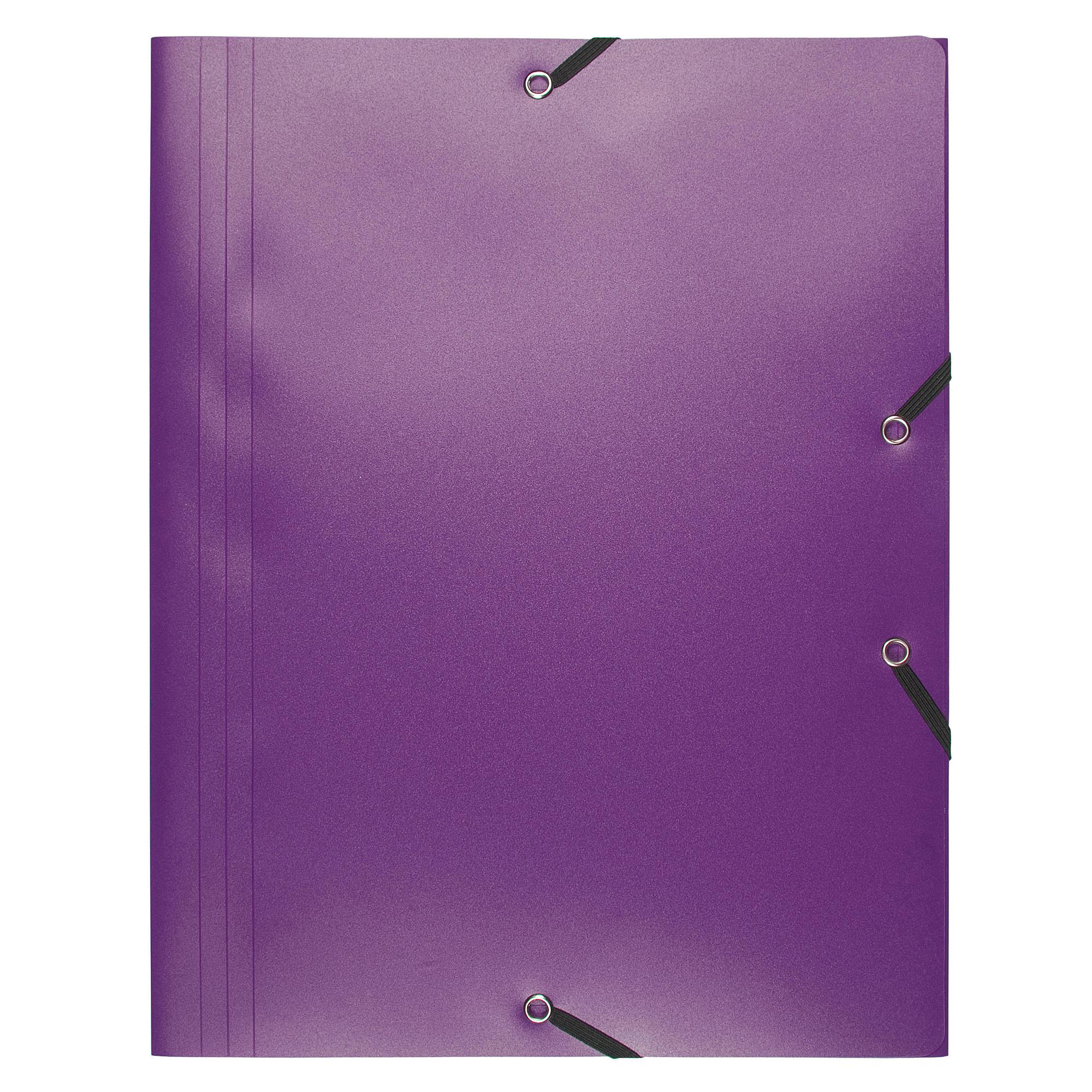 Cartellina 3 lembi - con elastici - PPL - 24 x 32 cm - viola - Exacompta