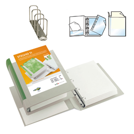 Raccoglitore personalizzabile Stelvio TI - 22 x 30 cm - 4 anelli a Q 80 mm - dorso 10 cm - bianco - Sei Rota