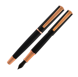 Penna Stilografica Impressa - punta M - nero/rosegold …