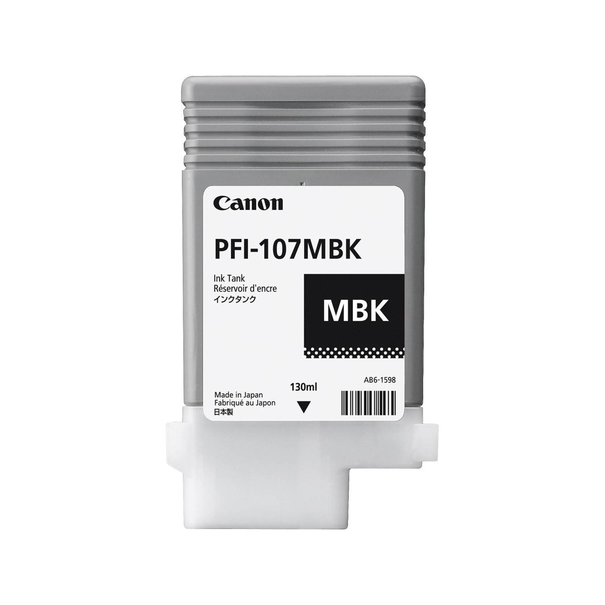 Canon PFI-107 MBK - 130 ml - nero opaco - originale - serbatoio inchiostro - per imagePROGRAF iPF670, iPF680, iPF685, iPF770, iPF780, iPF785