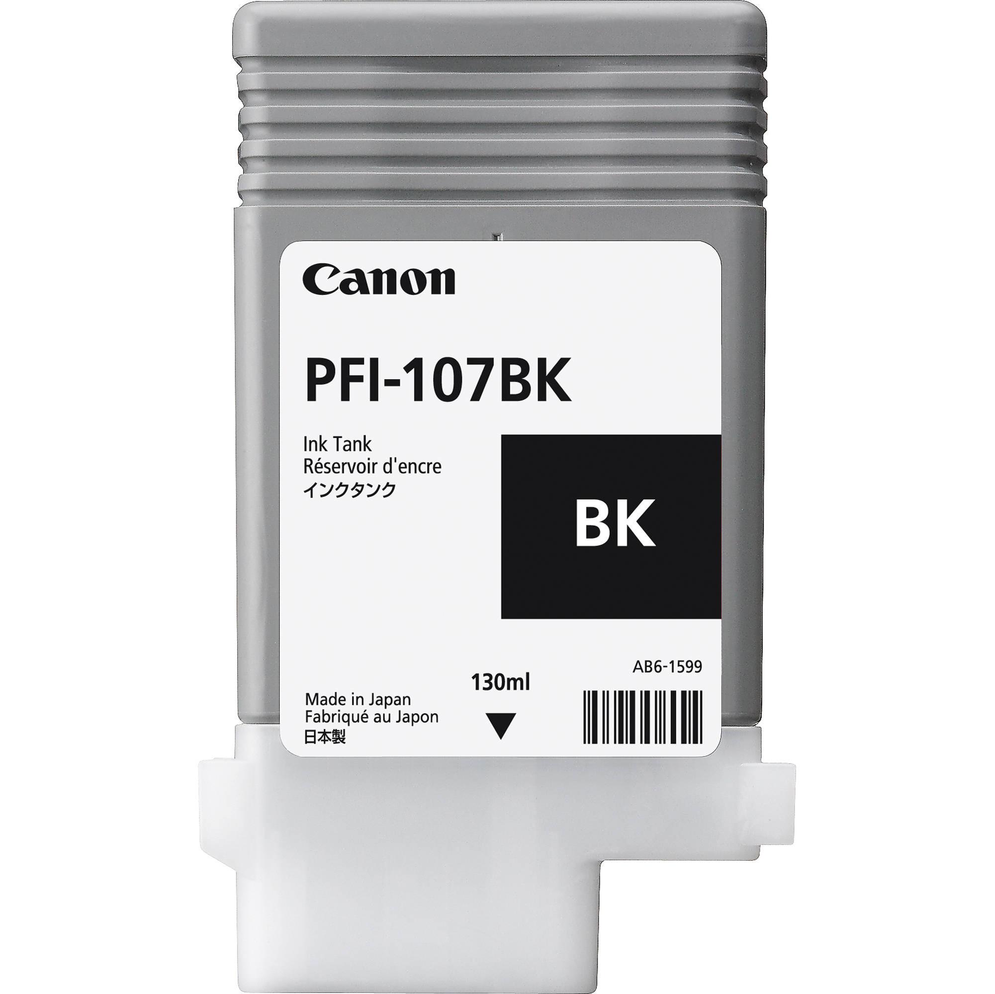 Canon PFI-107 BK - 130 ml - nero per foto - originale - serbatoio inchiostro - per imagePROGRAF iPF670, iPF680, iPF685, iPF770, iPF780, iPF785