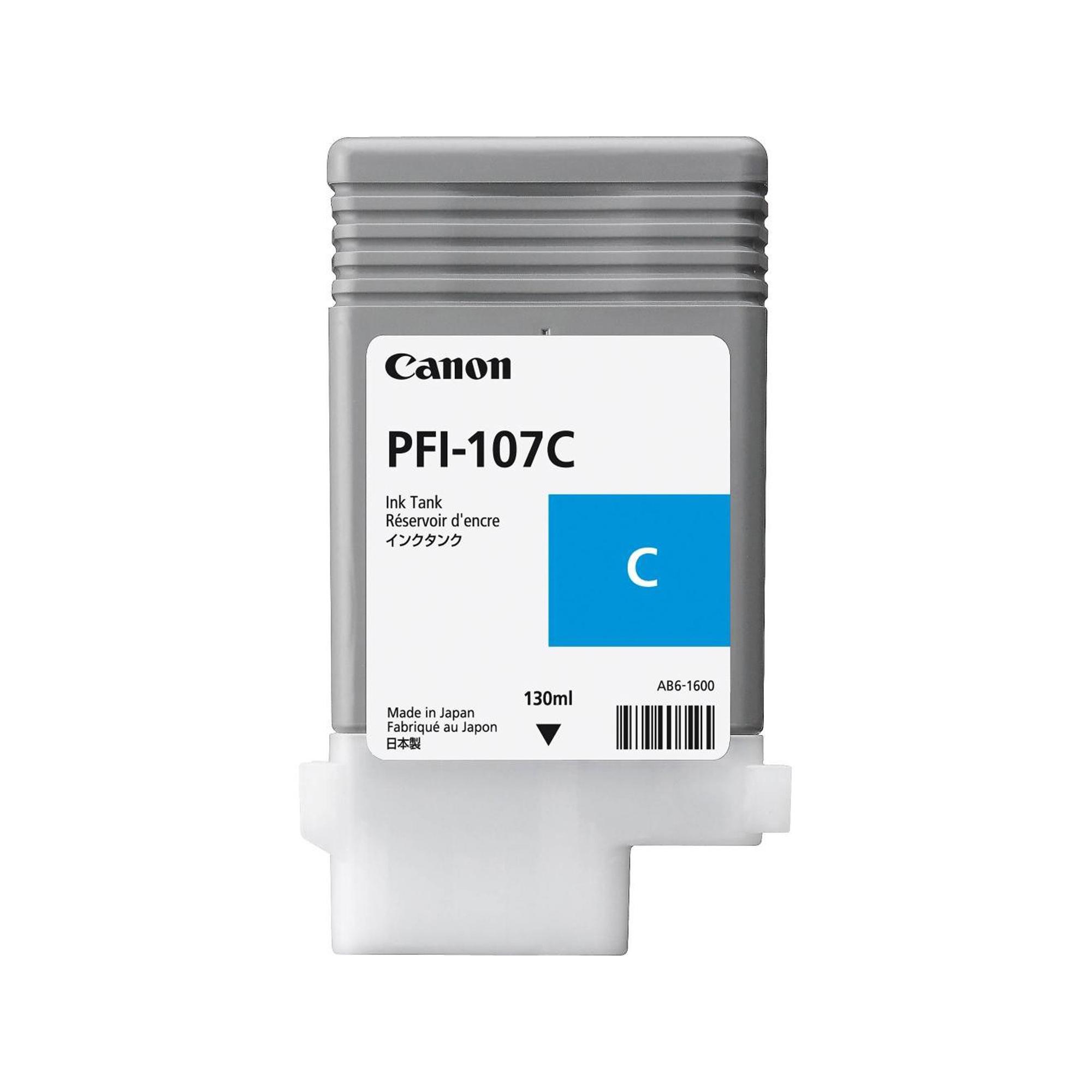 Canon PFI-107 C - 130 ml - ciano - originale - serbatoio inchiostro - per imagePROGRAF iPF670, iPF680, iPF685, iPF770, iPF780, iPF785