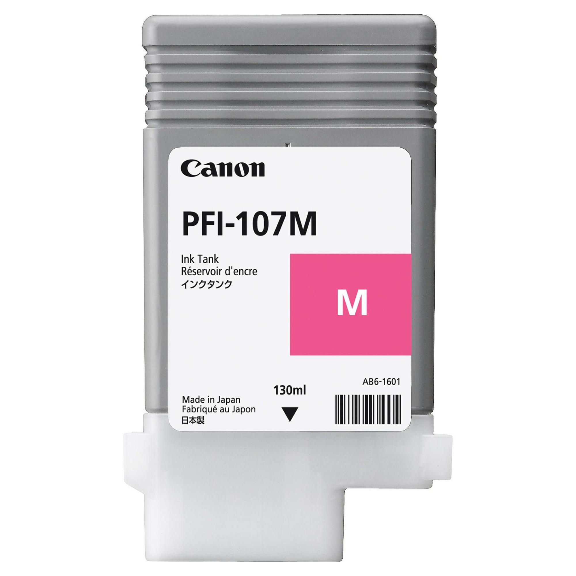 Canon PFI-107 M - 130 ml - magenta - originale - serbatoio inchiostro - per imagePROGRAF iPF670, iPF680, iPF685, iPF770, iPF780, iPF785