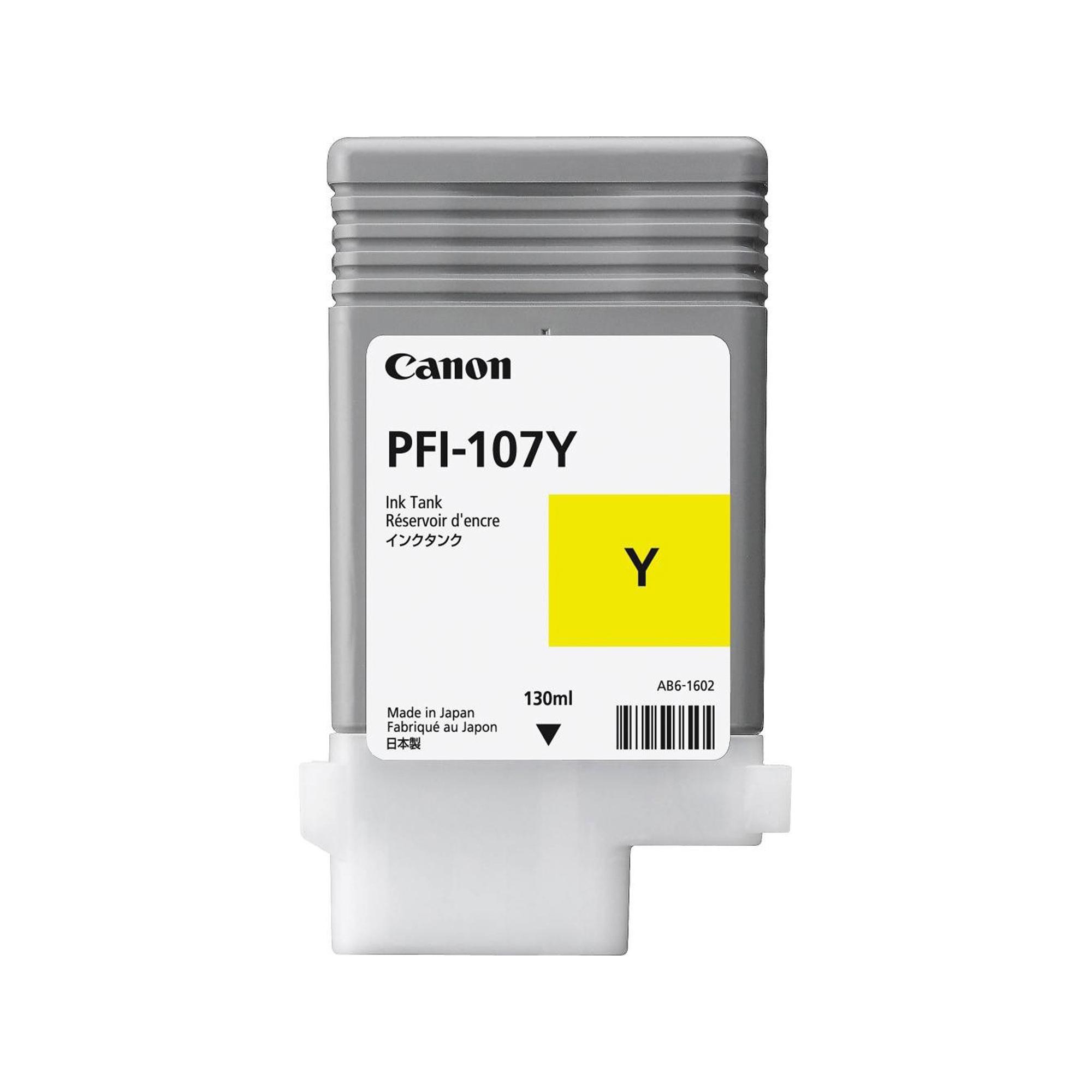Canon PFI-107 Y - 130 ml - giallo - originale - serbatoio inchiostro - per imagePROGRAF iPF670, iPF680, iPF685, iPF770, iPF780, iPF785