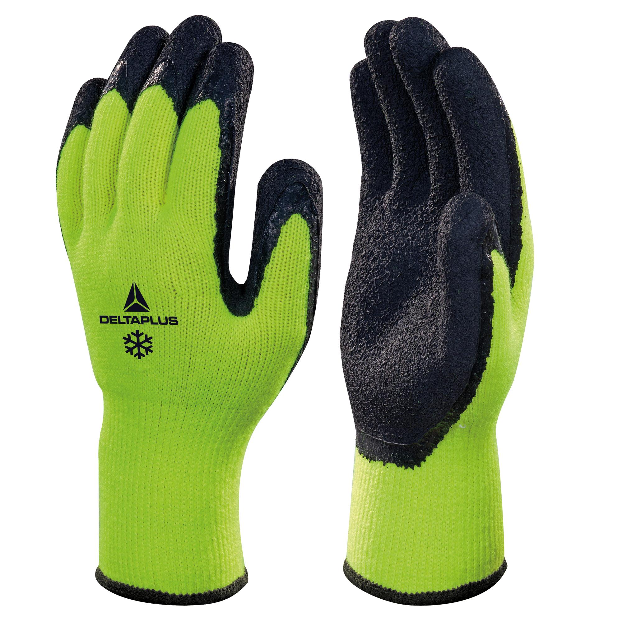 Guanti da lavoro Apollon Winter - acrilico felpato - palmo in schiuma di lattice - taglia 10 - giallo fluo/nero - Deltaplus