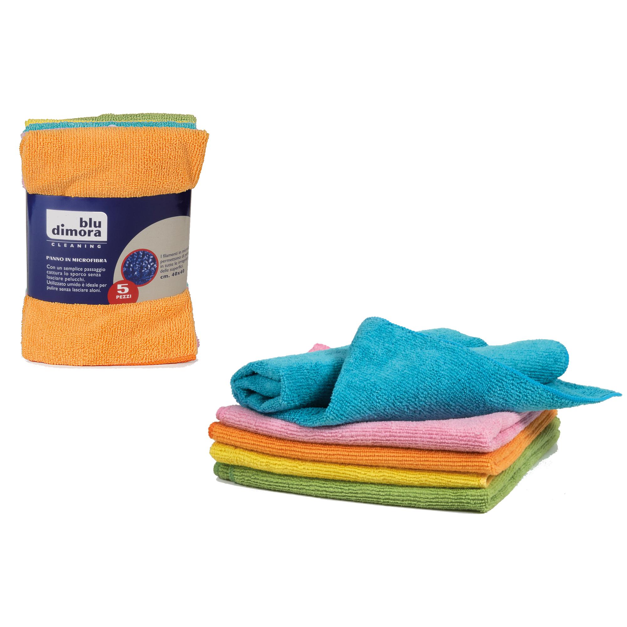 SET 5 PANNI MICROFIBRA MULTIUSO Blufibra CM 40x40